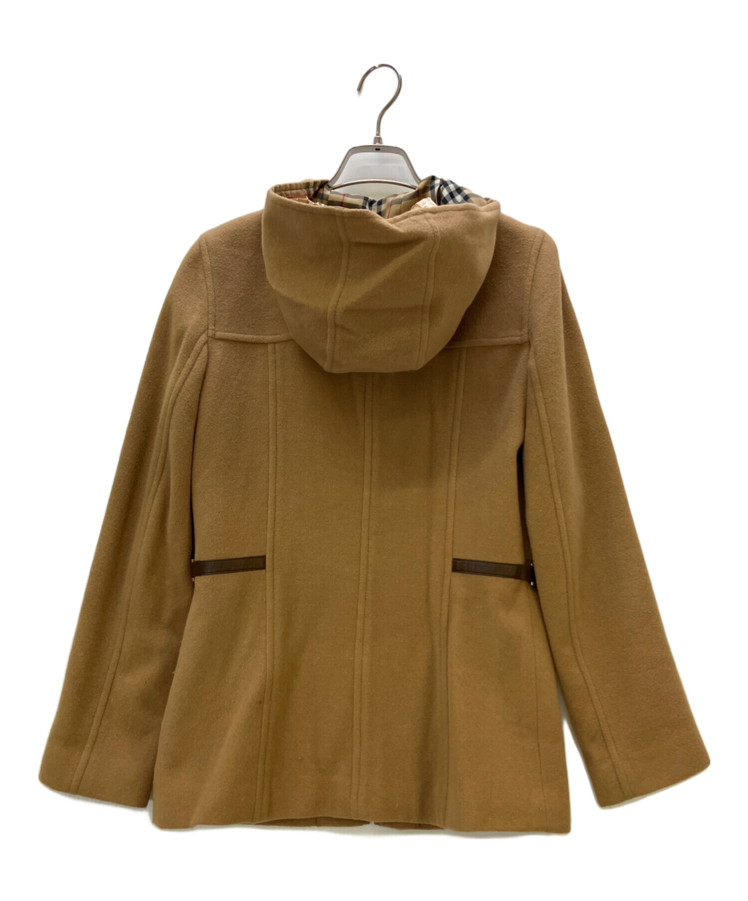 バーバリーブルーレーベルグレーフーデッドダブルコート裏ノバチェック 中古・古着通販】BURBERRY BLUE LABEL (バーバリー ブルー レーベル