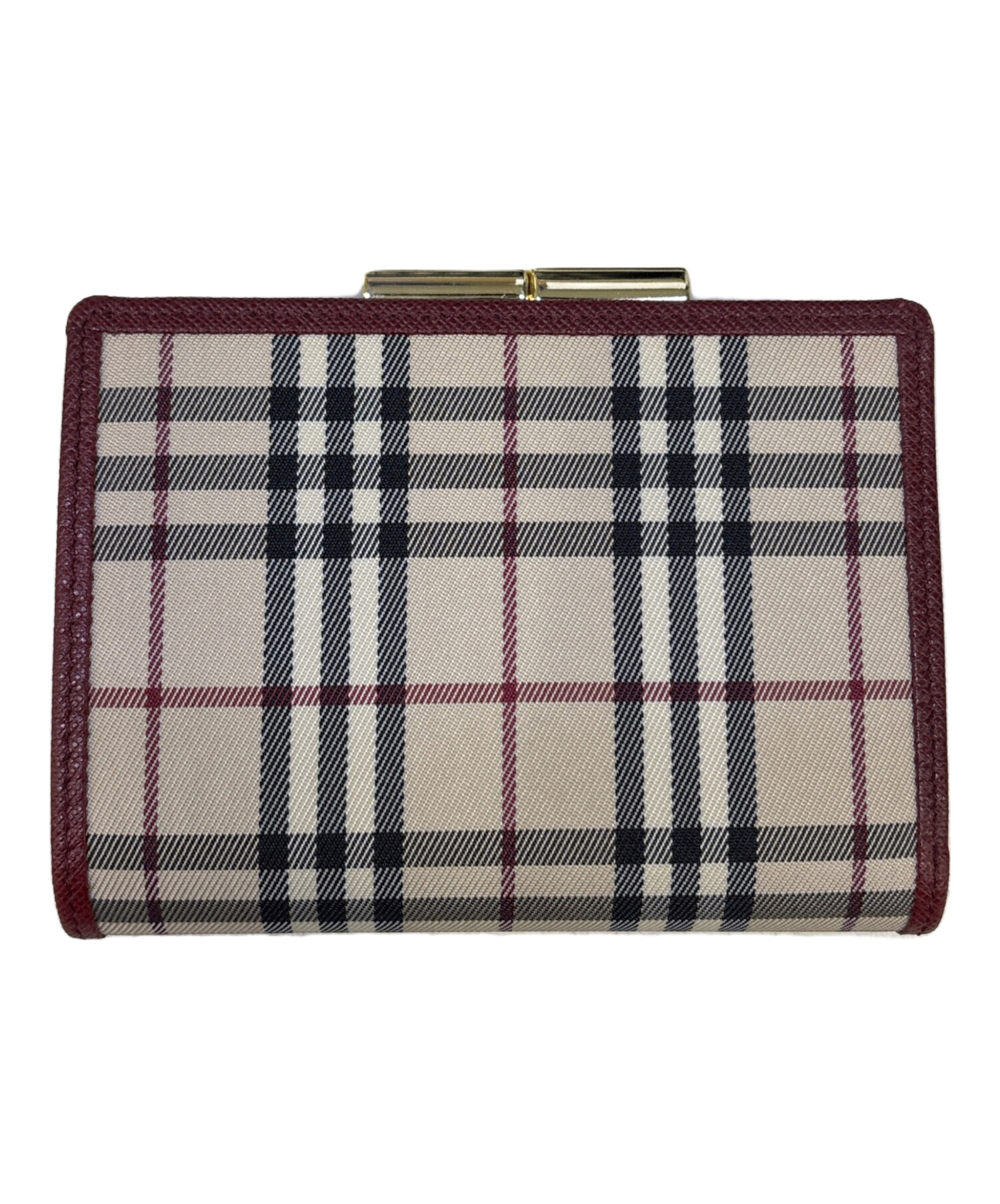 65【未使用級】BURBERRY 二つ折り財布 がま口 中古・古着通販】BURBERRY (バーバリー) がま口2つ折り財布 ベージュ