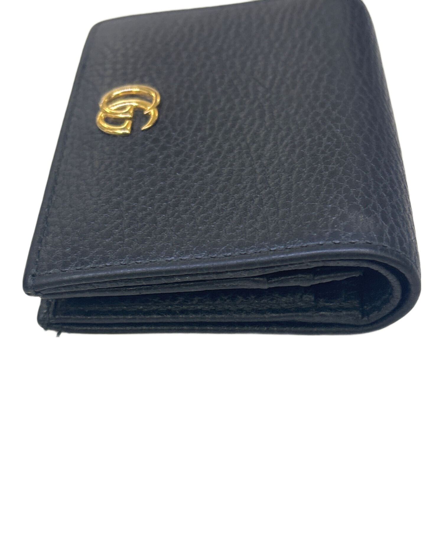 中古・古着通販】GUCCI (グッチ) 2つ折り財布 GGマーモント ブラック