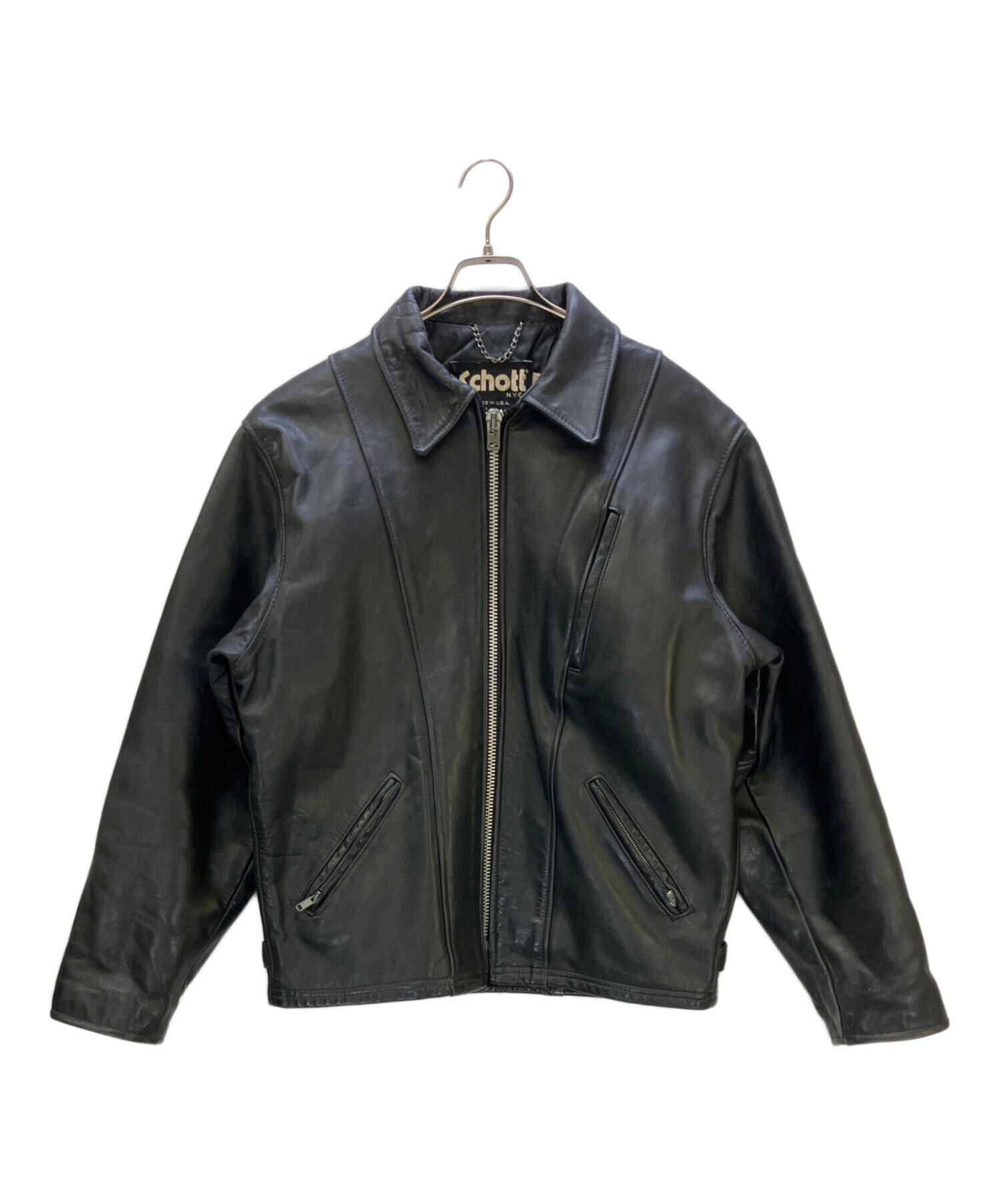 Schott シングルライダース ジャケット ブラック Size40 中古・古着通販】Schott (ショット) シングルライダースジャケット