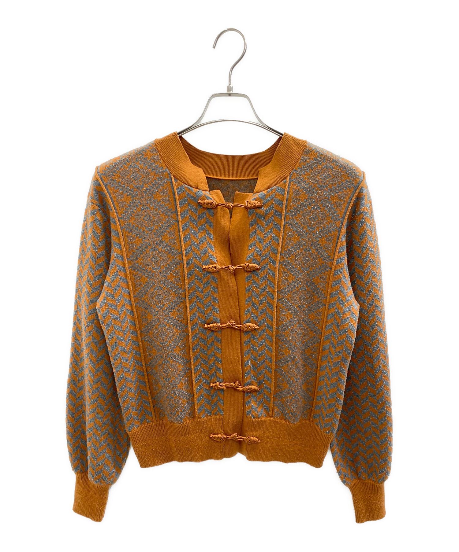 美品✨ Ameri VINTAGEヘリンボーンジャガード ニット カーディガン 