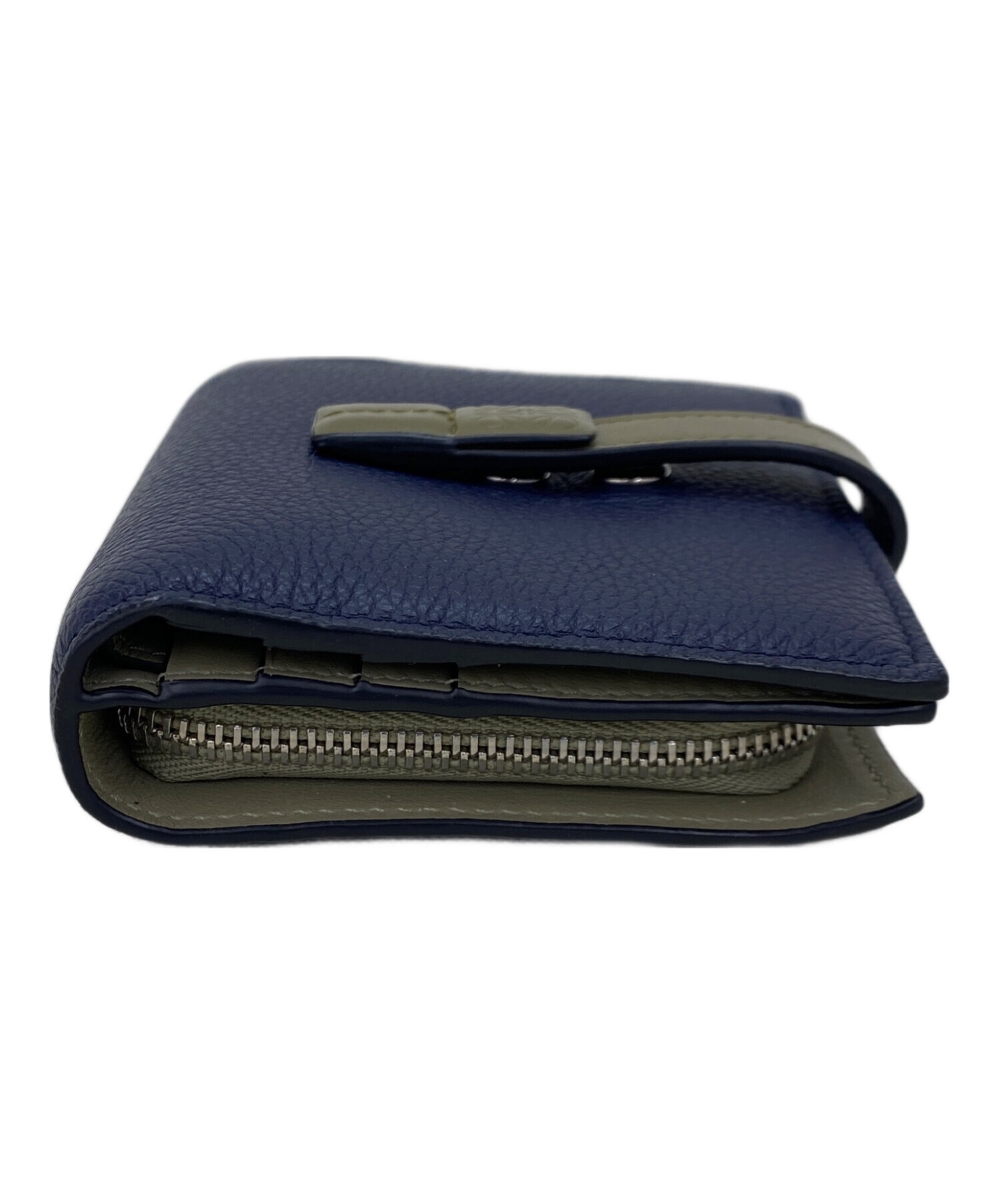 中古・古着通販】LOEWE (ロエベ) 2つ折り財布 カーキ×ネイビー