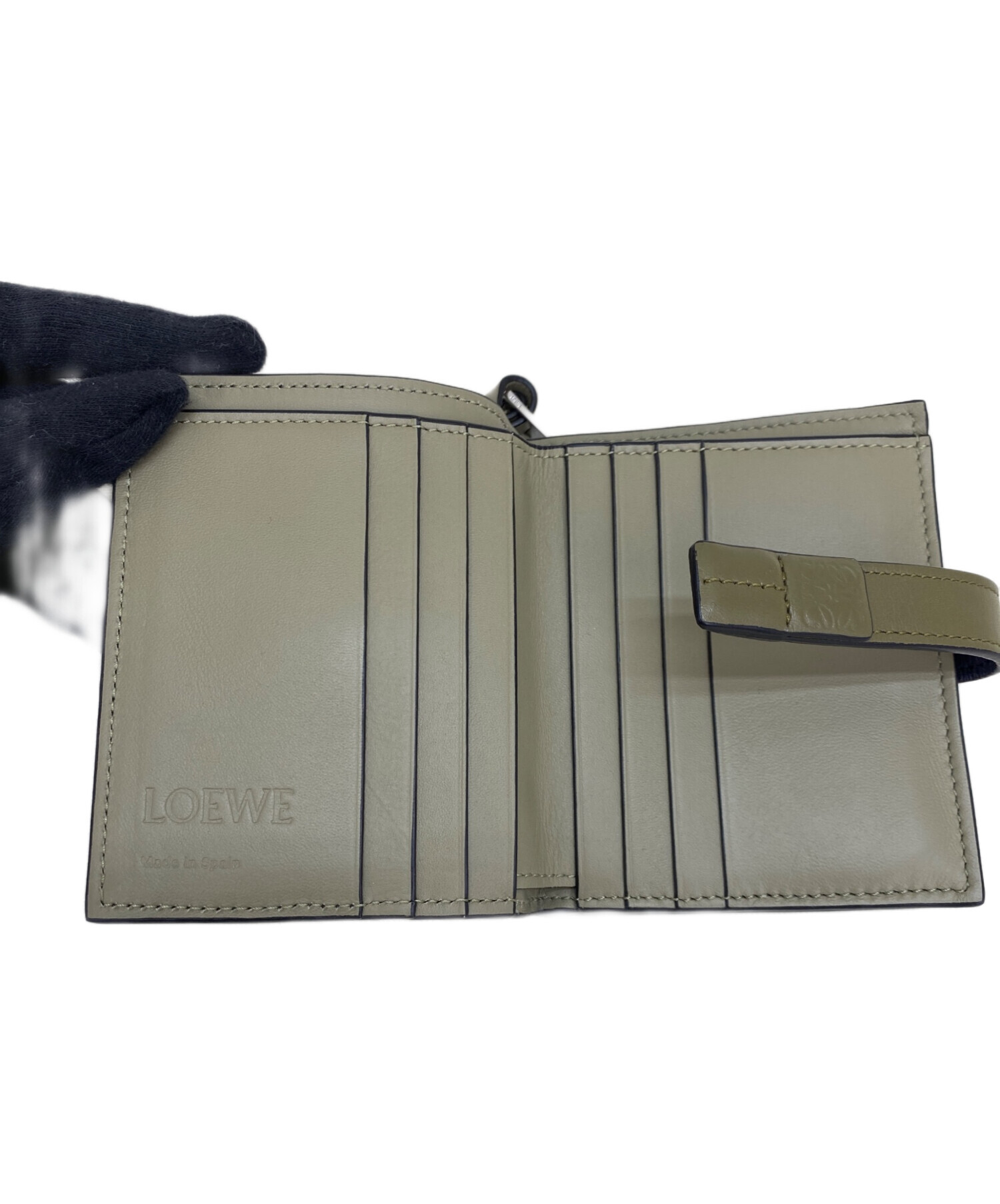 中古・古着通販】LOEWE (ロエベ) 2つ折り財布 カーキ×ネイビー