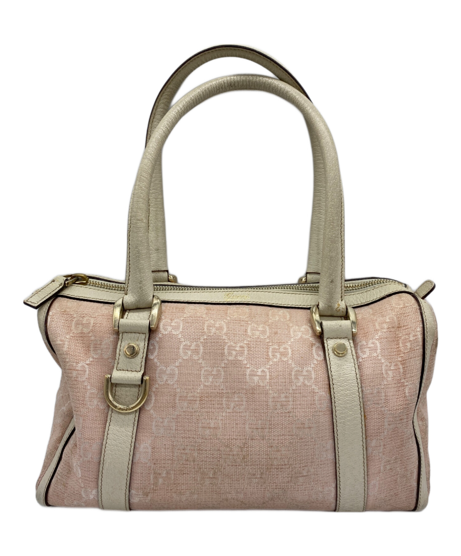 中古・古着通販】GUCCI (グッチ) ミニボストンバッグ ピンク×ホワイト 