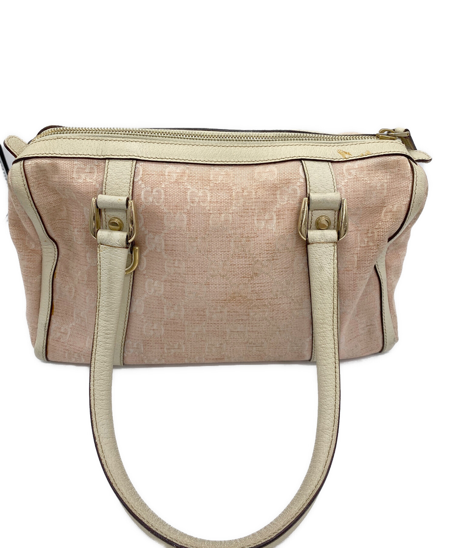 中古・古着通販】GUCCI (グッチ) ミニボストンバッグ ピンク×ホワイト 