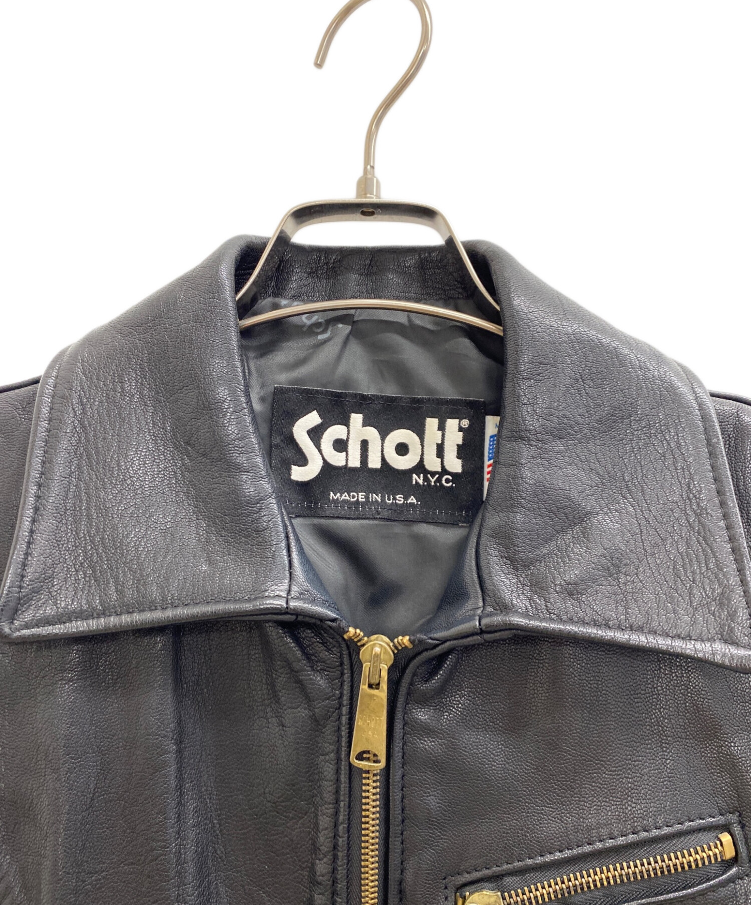 中古・古着通販】Schott (ショット) レザーベスト ブラック サイズ:M