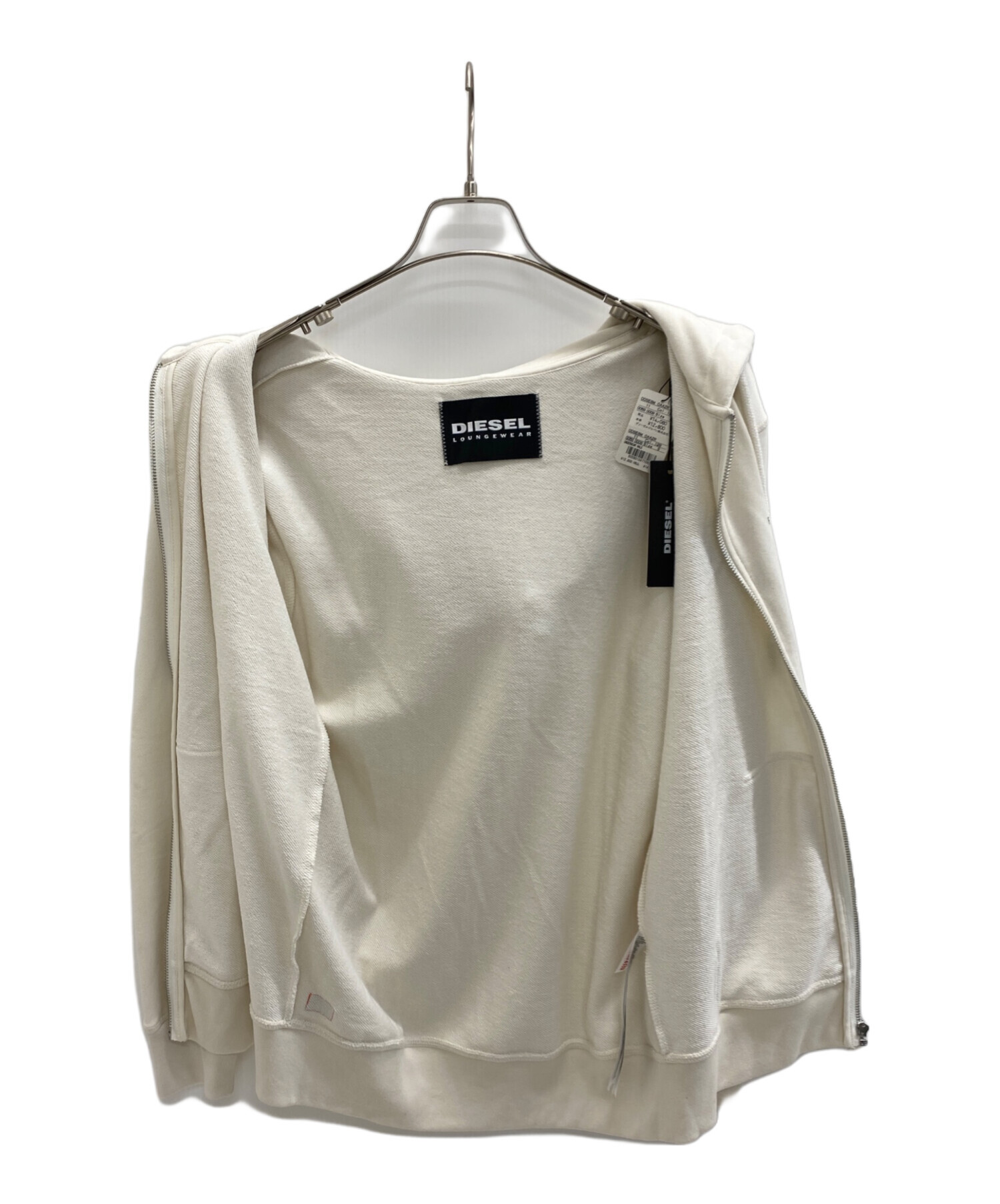 中古・古着通販】DIESEL (ディーゼル) ジップパーカー ホワイト サイズ