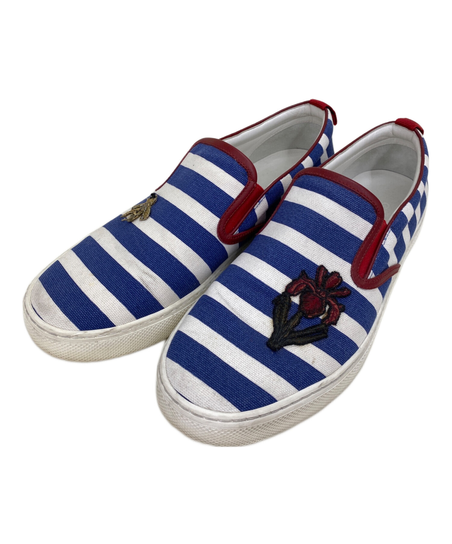 中古・古着通販】GUCCI (グッチ) スリッポン ホワイト×ブルー サイズ 