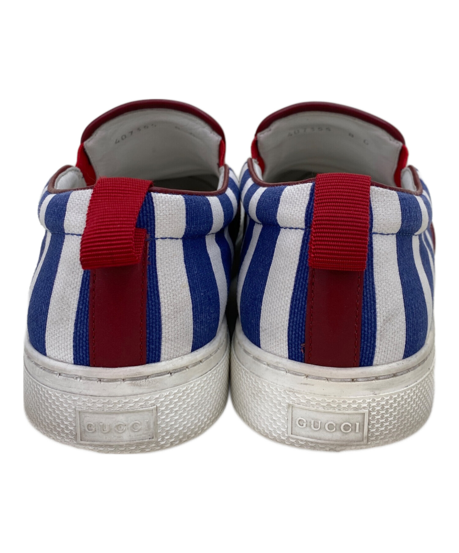 中古・古着通販】GUCCI (グッチ) スリッポン ホワイト×ブルー サイズ 
