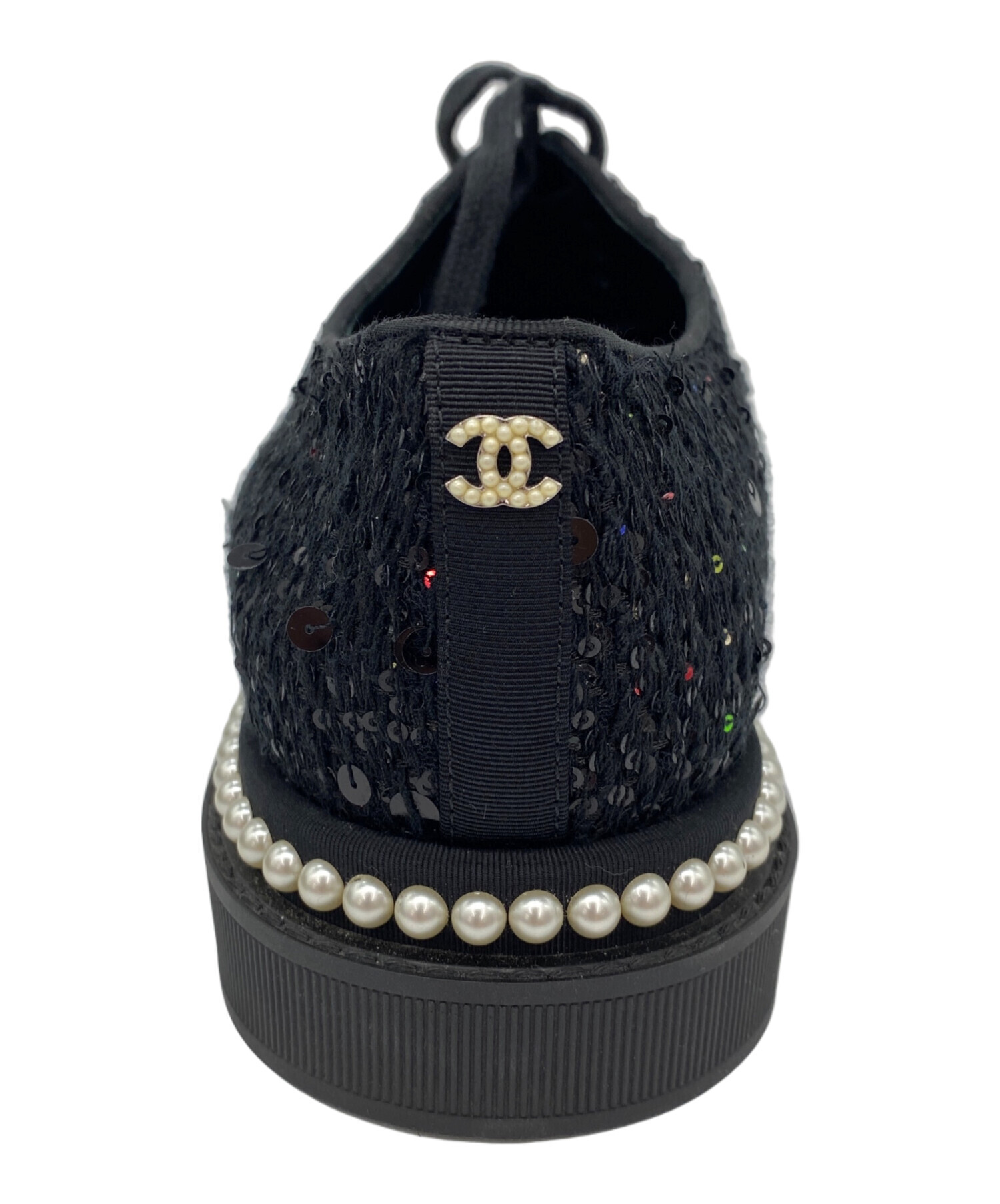 中古・古着通販】CHANEL (シャネル) フェイクパールシューズ ブラック 