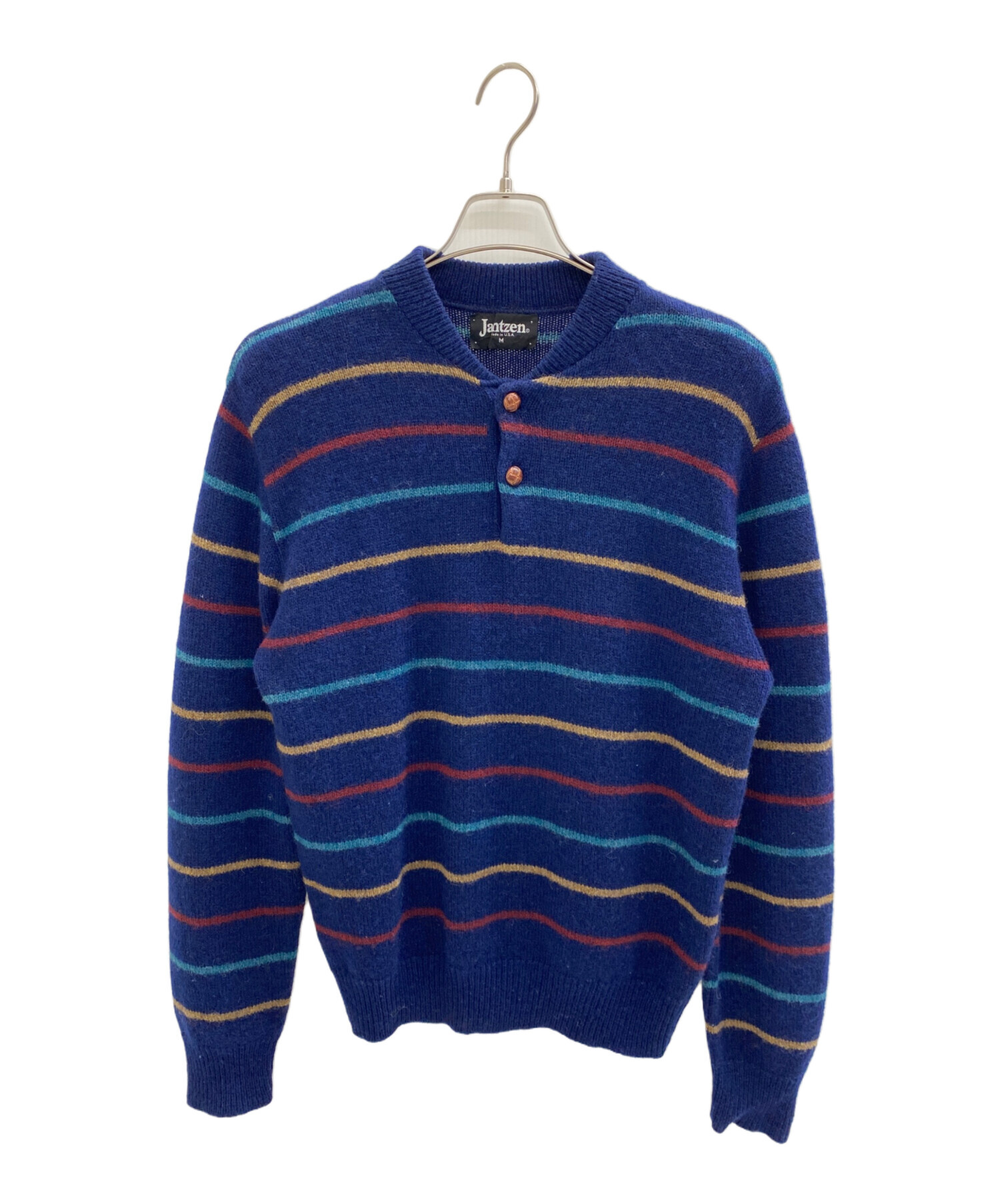 中古・古着通販】JANTZEN (ジャンセン) ヘンリーネックニット ネイビー 