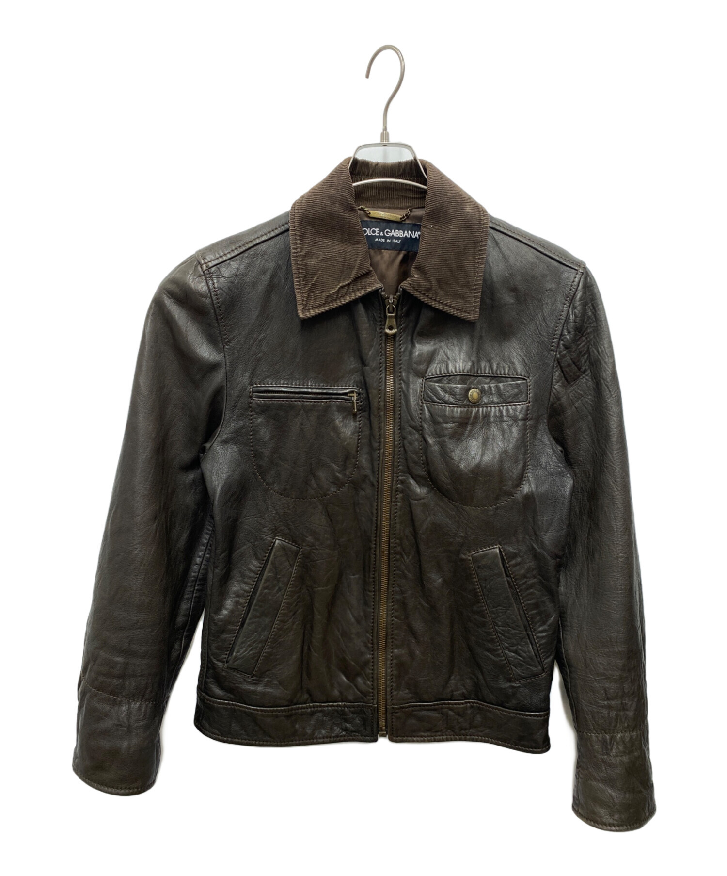 DOLCE & GABBANA 46 ヴィンテージ加工レザージャケット 中古・古着通販】DOLCE & GABBANA (ドルチェ＆ガッバーナ) レザー