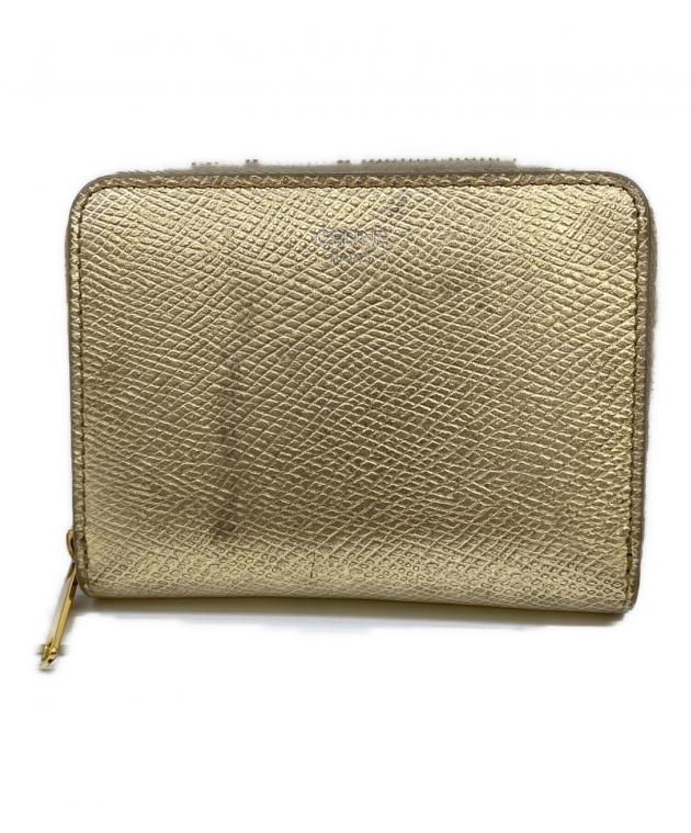 CELINE ゴールド スモールジップウォレット 中古・古着通販】CELINE (セリーヌ) コンパクト ジップ ウォレット