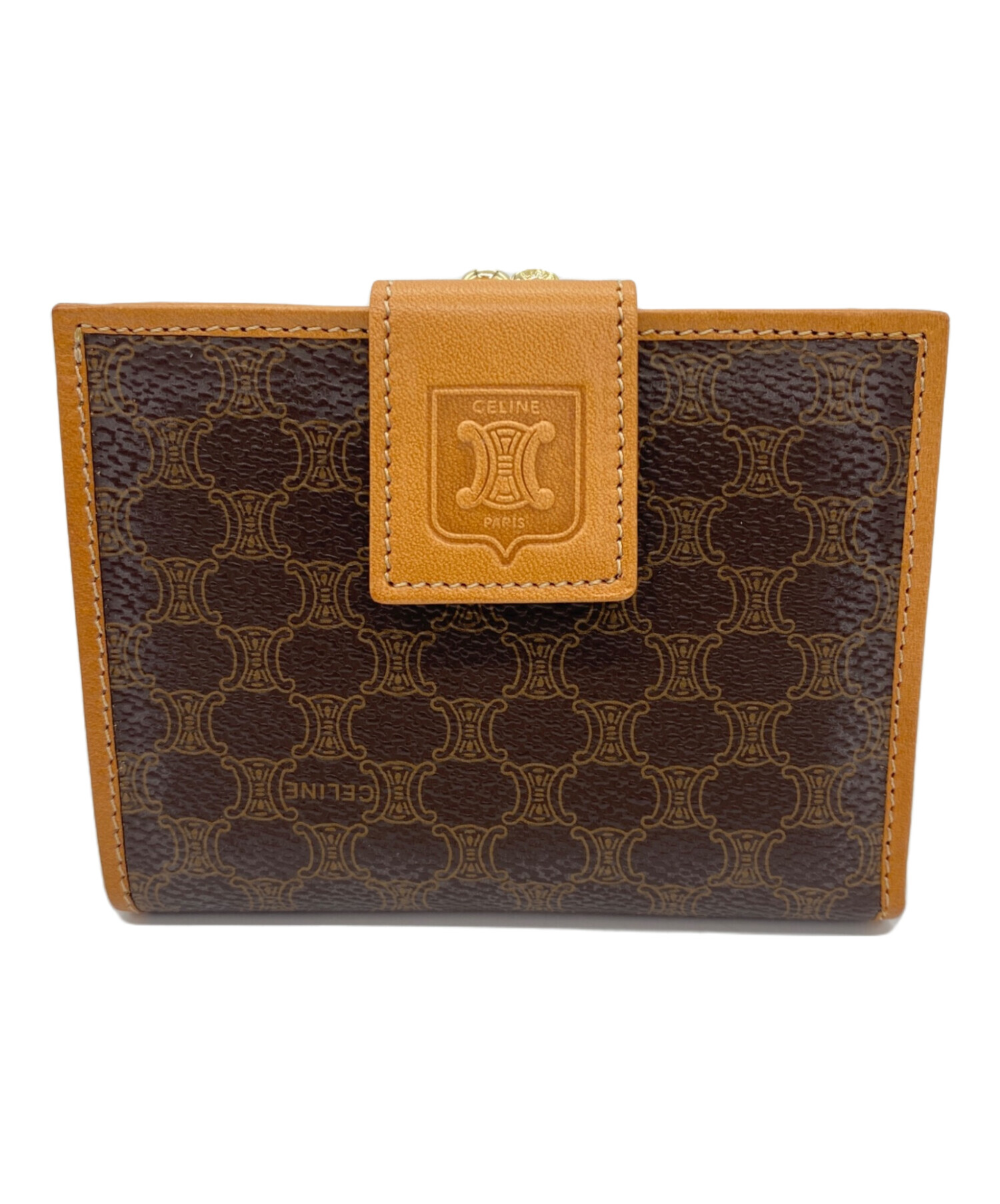 中古・古着通販】CELINE (セリーヌ) 2つ折り財布 ブラウン×ベージュ