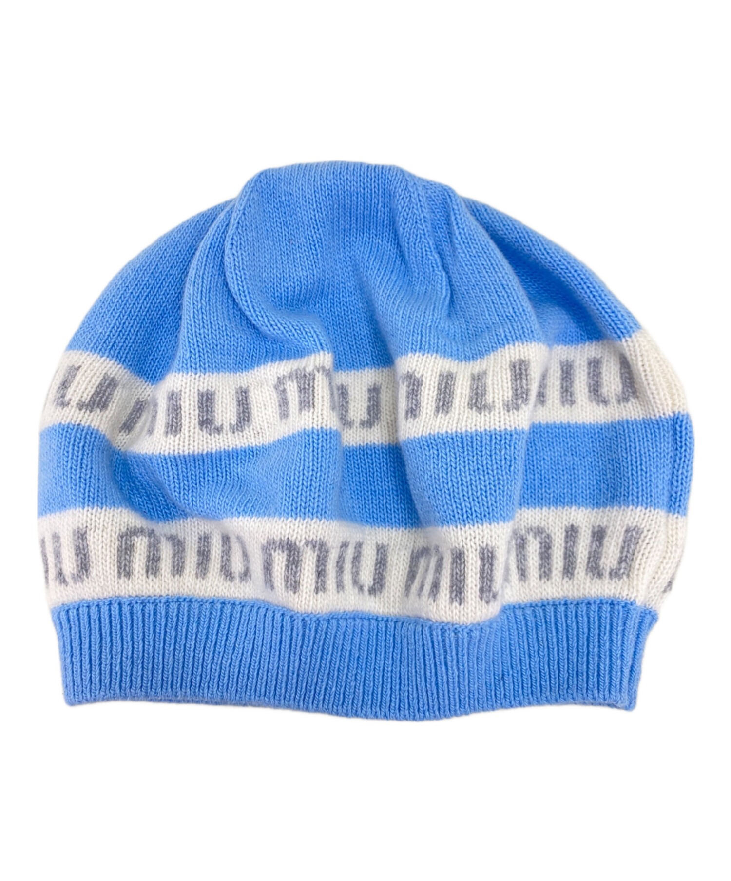 中古・古着通販】MIU MIU (ミュウミュウ) ニット帽 ブルー サイズ:M 