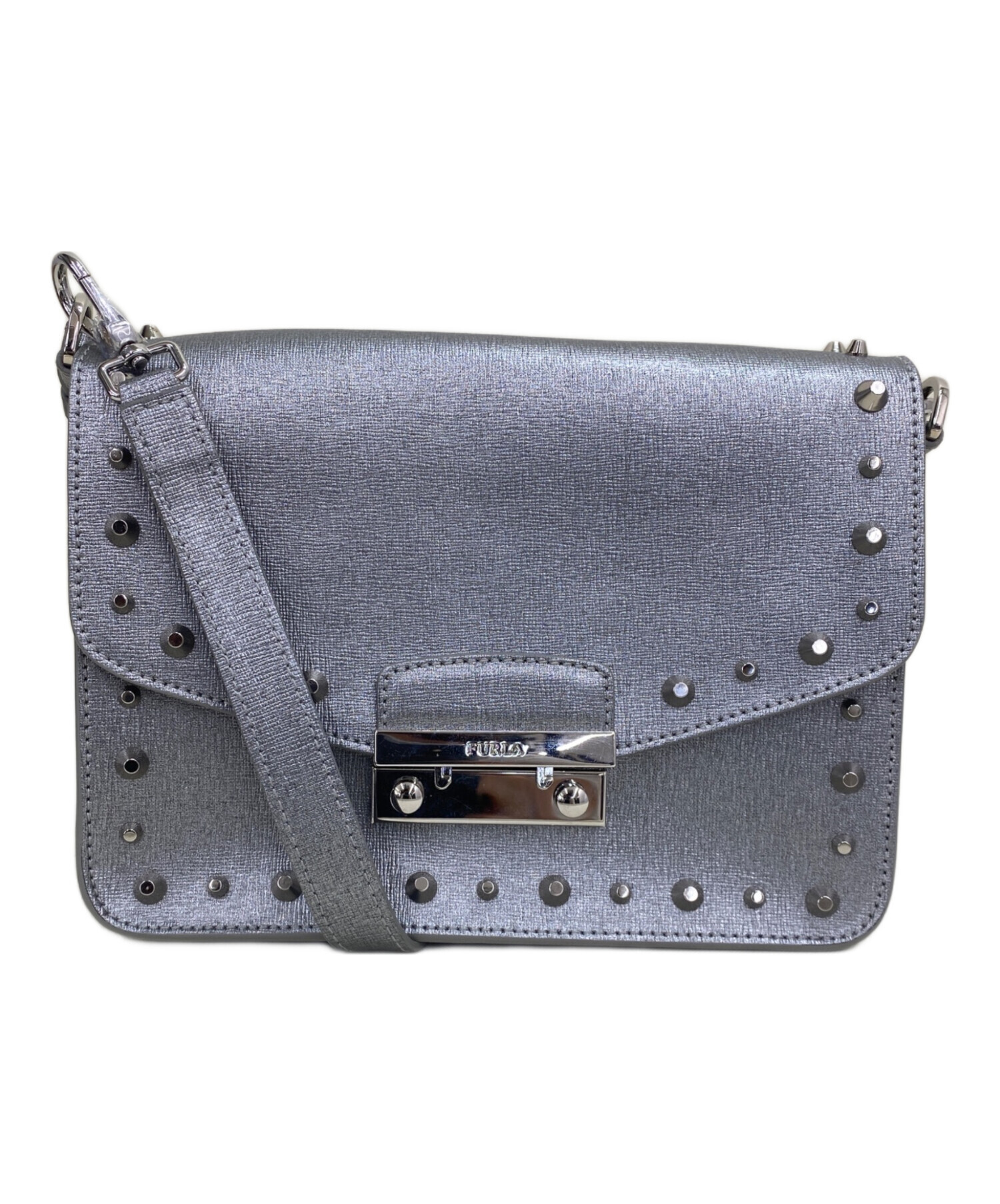 美品 フルラ 2way ハンドバッグ ショルダーバッグ シルバー金具 レザー 中古・古着通販】FURLA (フルラ) 2WAYショルダーバッグ シルバーカラー