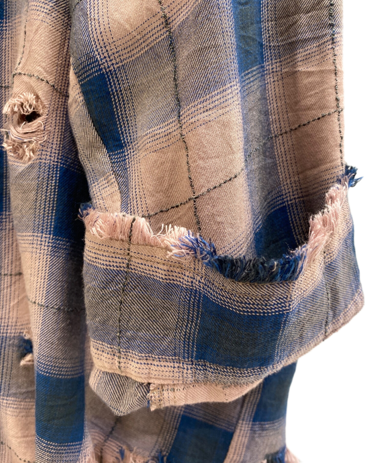 中古・古着通販】HARE (ハレ) ダメージチェックシャツ ピンク