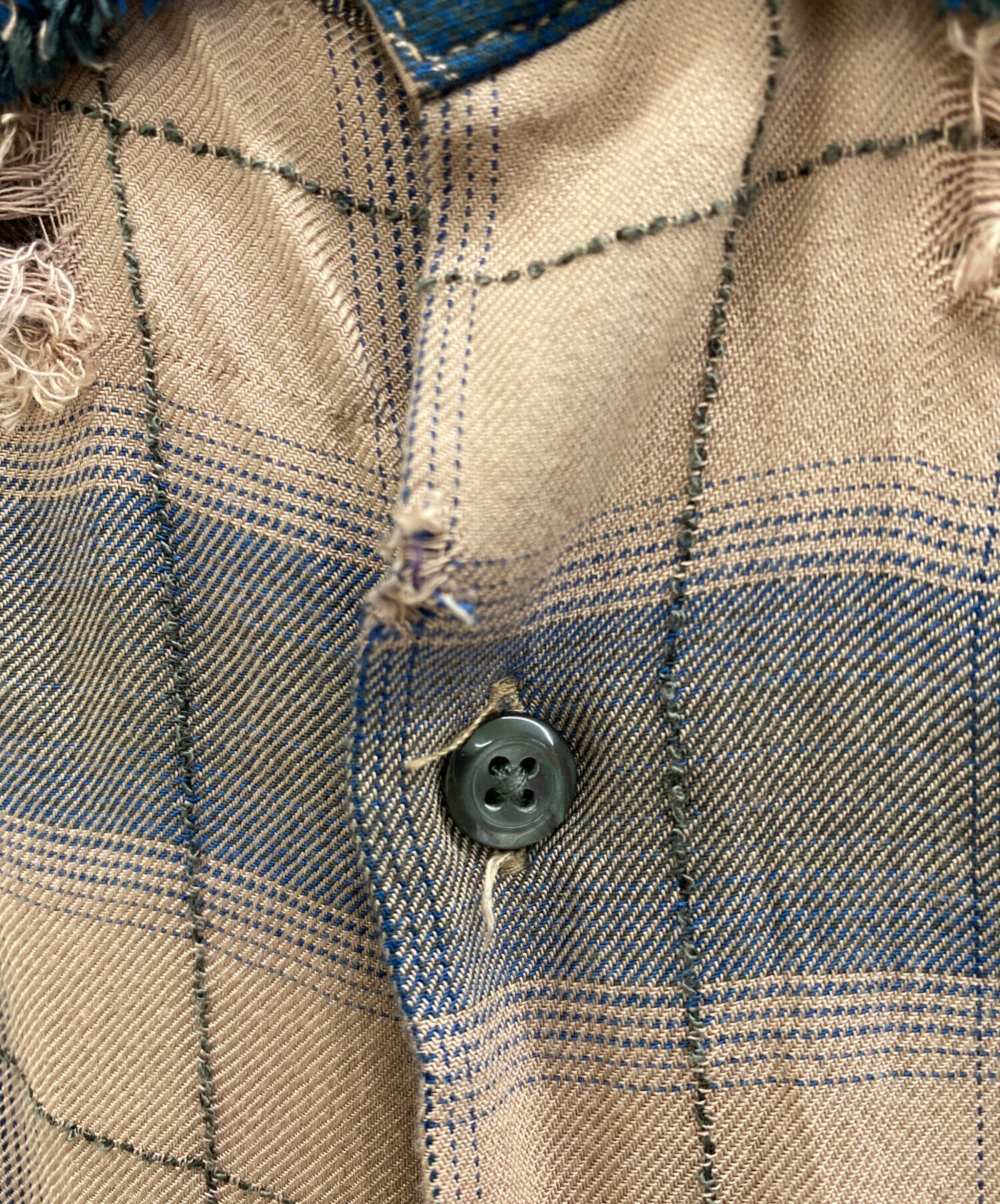 中古・古着通販】HARE (ハレ) ダメージチェックシャツ ピンク×ブルー