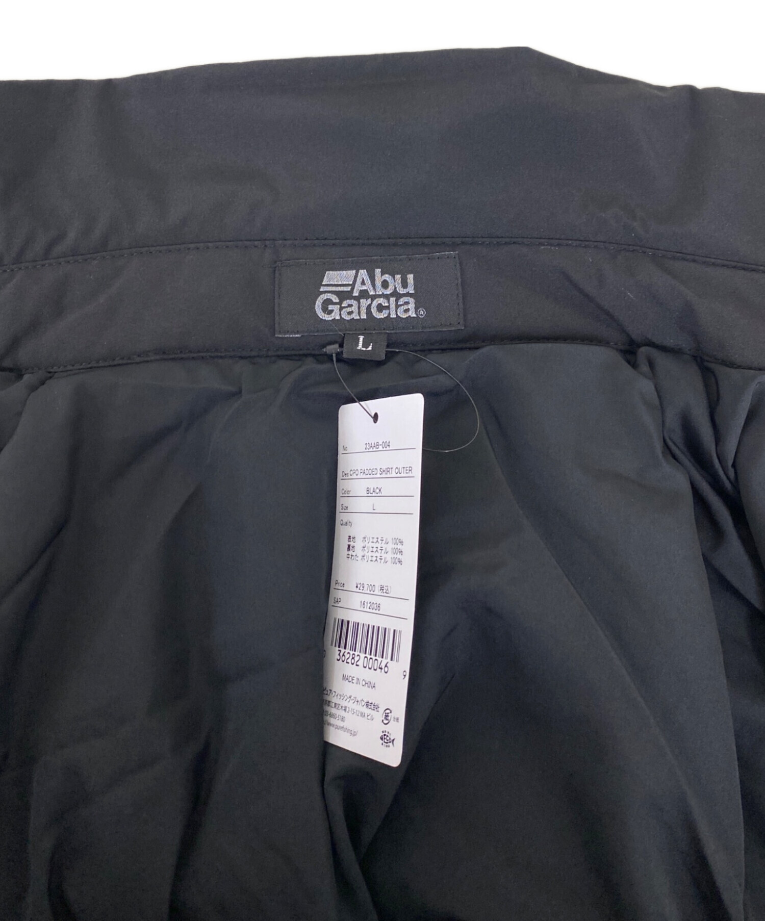 アブガルシア パデッド シャツアウター 新品未使用 Ｍ 黒 Abu Garcia (アブガルシア) パデッドシャツアウター メンズ SIZE L