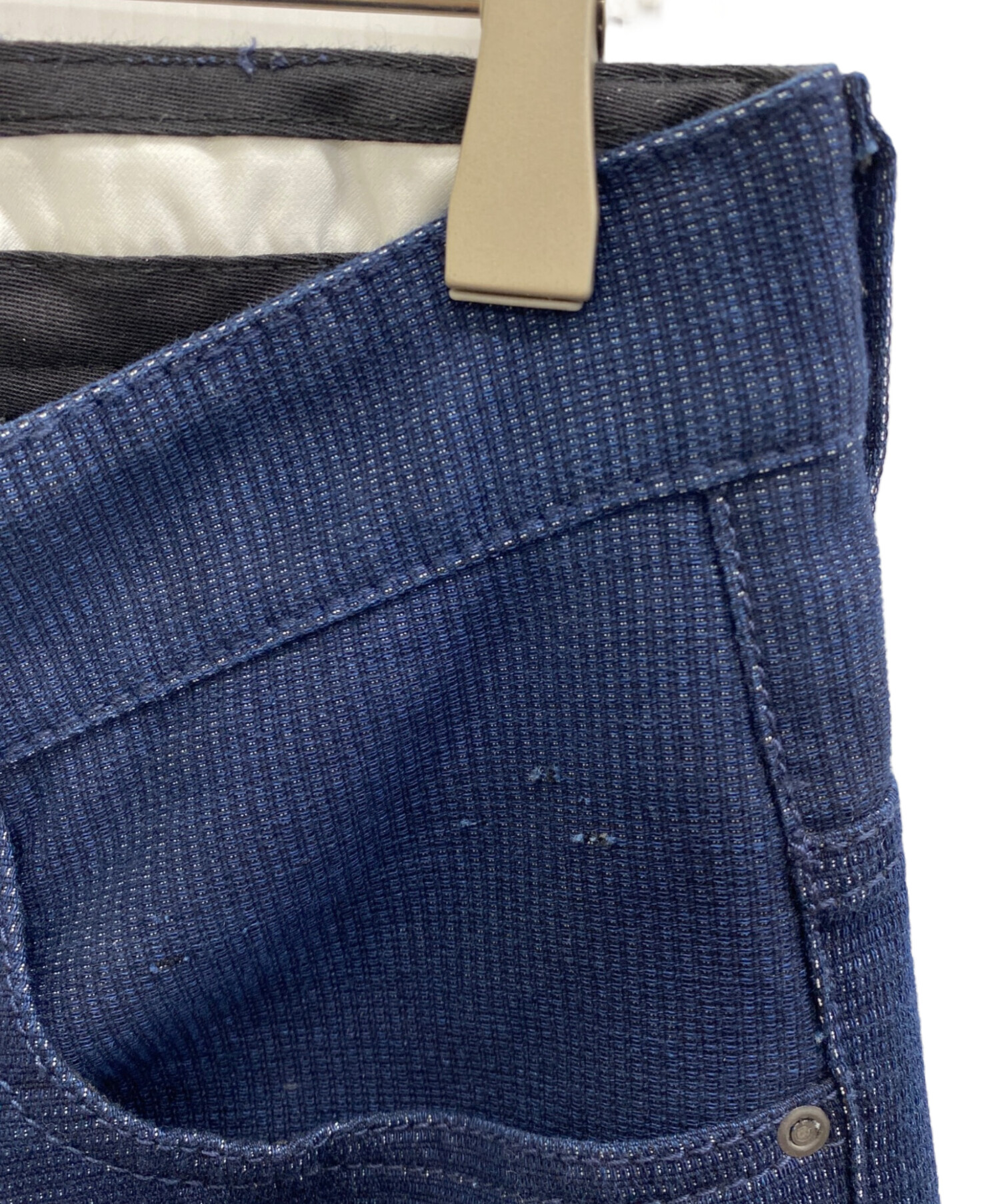 【新品】タグ付き エンポリオアルマーニ 紺デニム調パンツ W30/34L 綿パン 新品】タグ付き エンポリオアルマーニ 紺デニム調パンツ W30/34L 綿パン