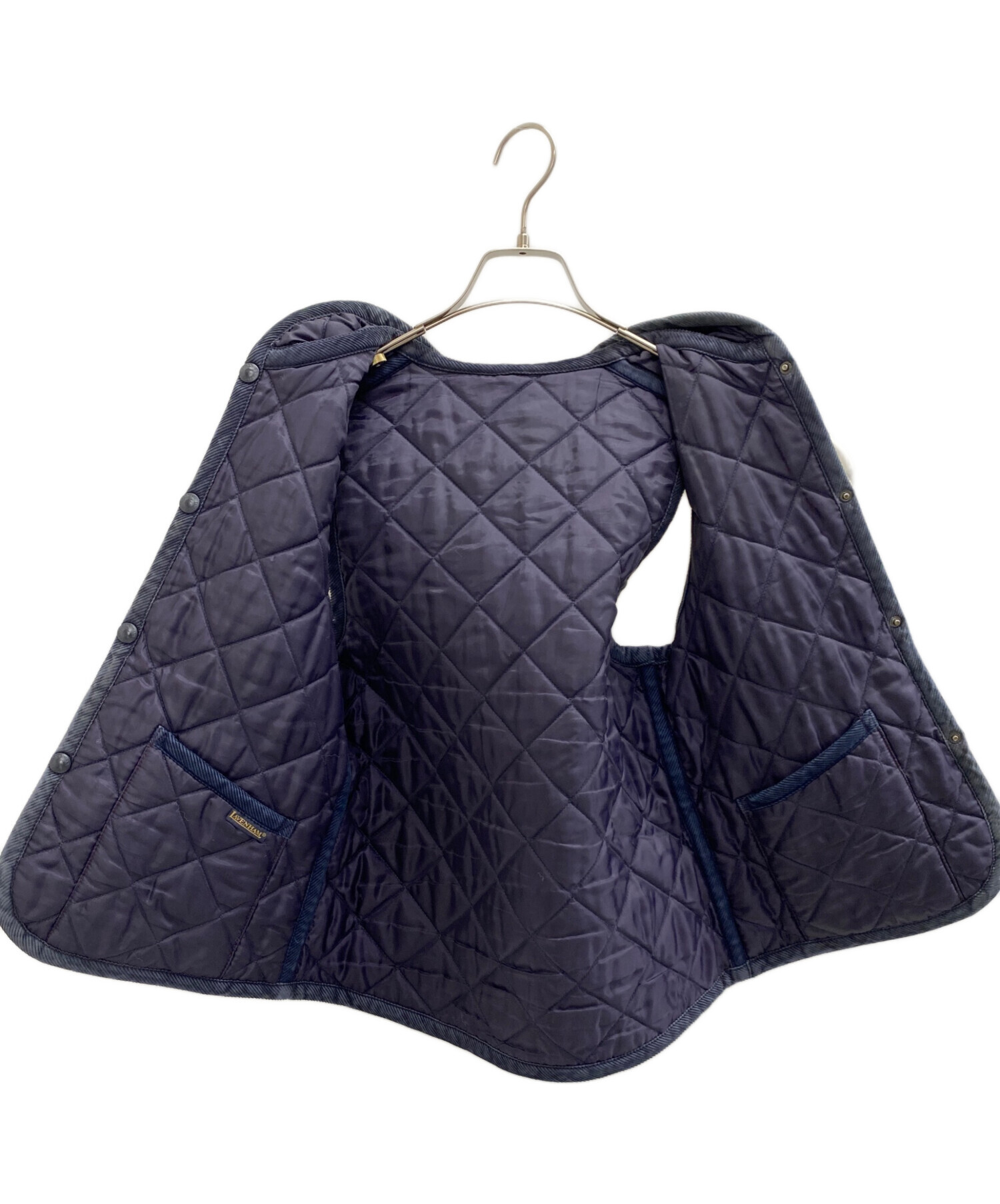 LAVENHAM キルティングダウンベスト 38 ネイビー　パープル　リバーシ 中古・古着通販】LAVENHAM (ラベンハム) リバーシブルキルティング