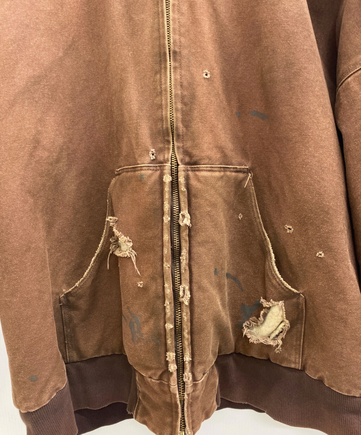 中古・古着通販】KAMIYA (カミヤ) 2023AW Boro Zip Hoodie ブラウン