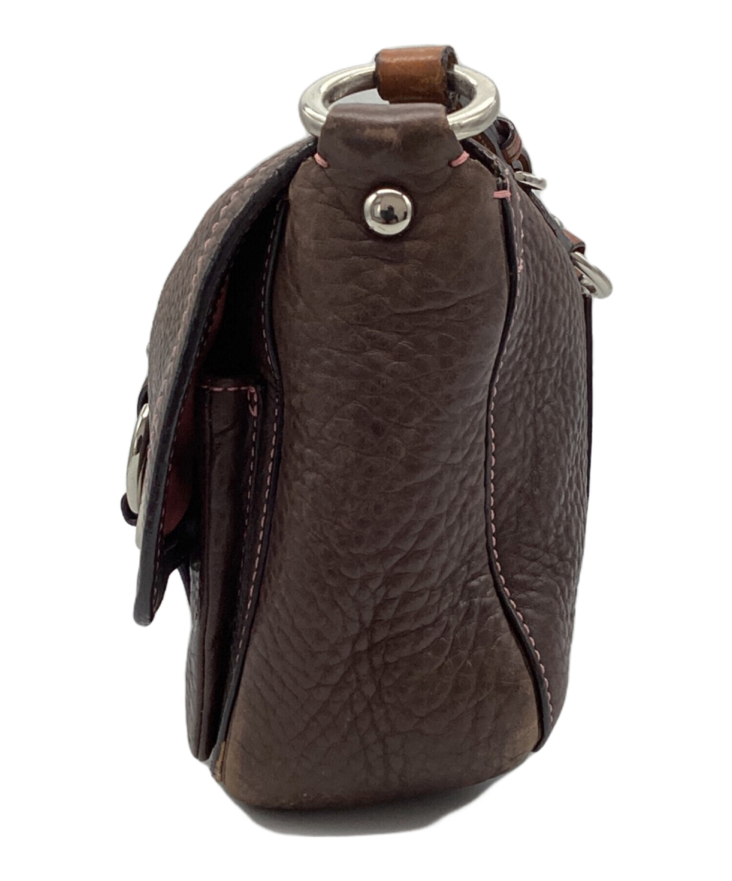 未使用 COACH フルグレインレザー ワンショルダーバッグ ダークブラウン 中古・古着通販】COACH (コーチ) ワンショルダーバッグ ブラウン