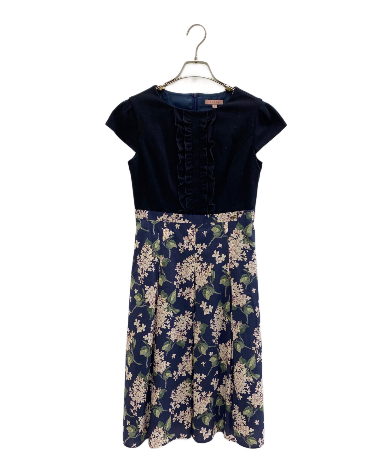 中古・古着通販】TOCCA (トッカ) 半袖ワンピース ネイビー｜ブランド
