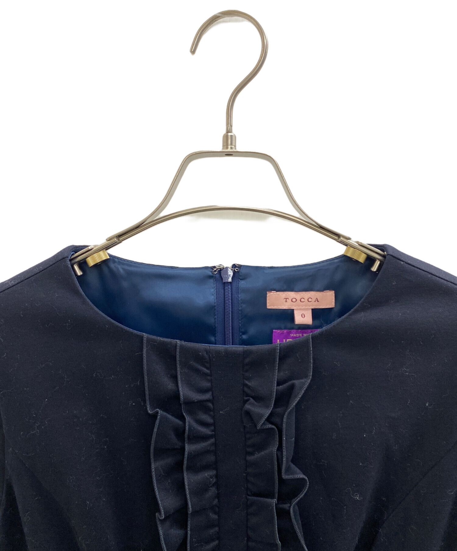 中古・古着通販】TOCCA (トッカ) 半袖ワンピース ネイビー｜ブランド