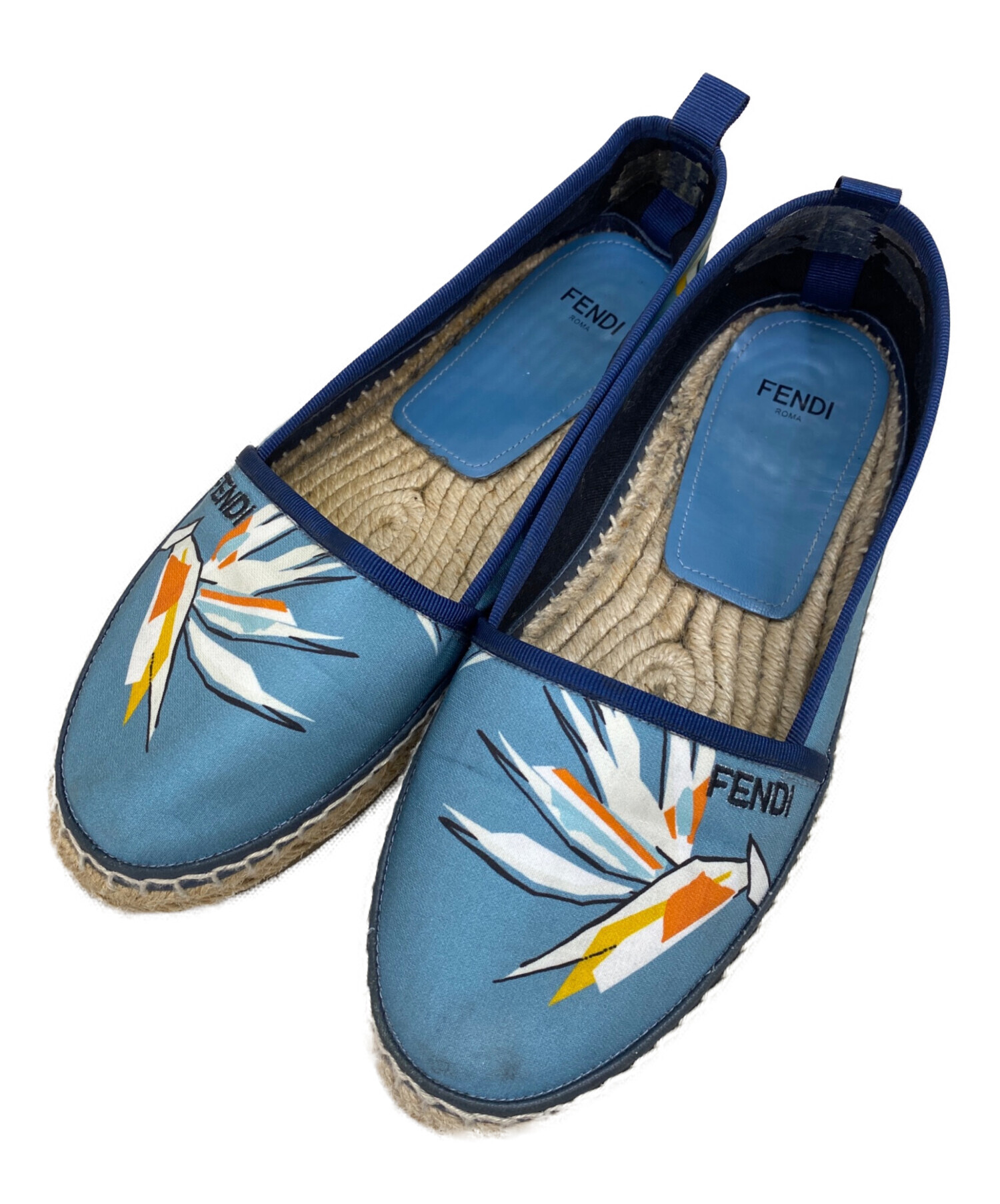 FENDI フラットシューズ(エスパドリーユ) 中古・古着通販】FENDI (フェンディ) エスパドリーユ ベージュ×ブルー