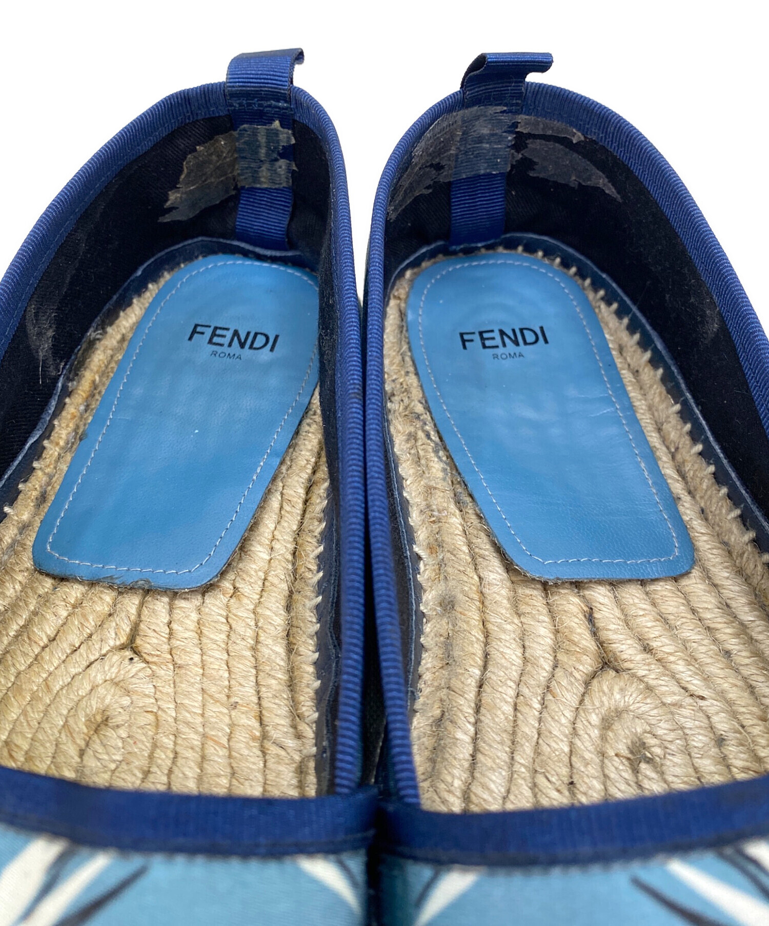 FENDI フラットシューズ(エスパドリーユ) 中古・古着通販】FENDI (フェンディ) エスパドリーユ ベージュ×ブルー
