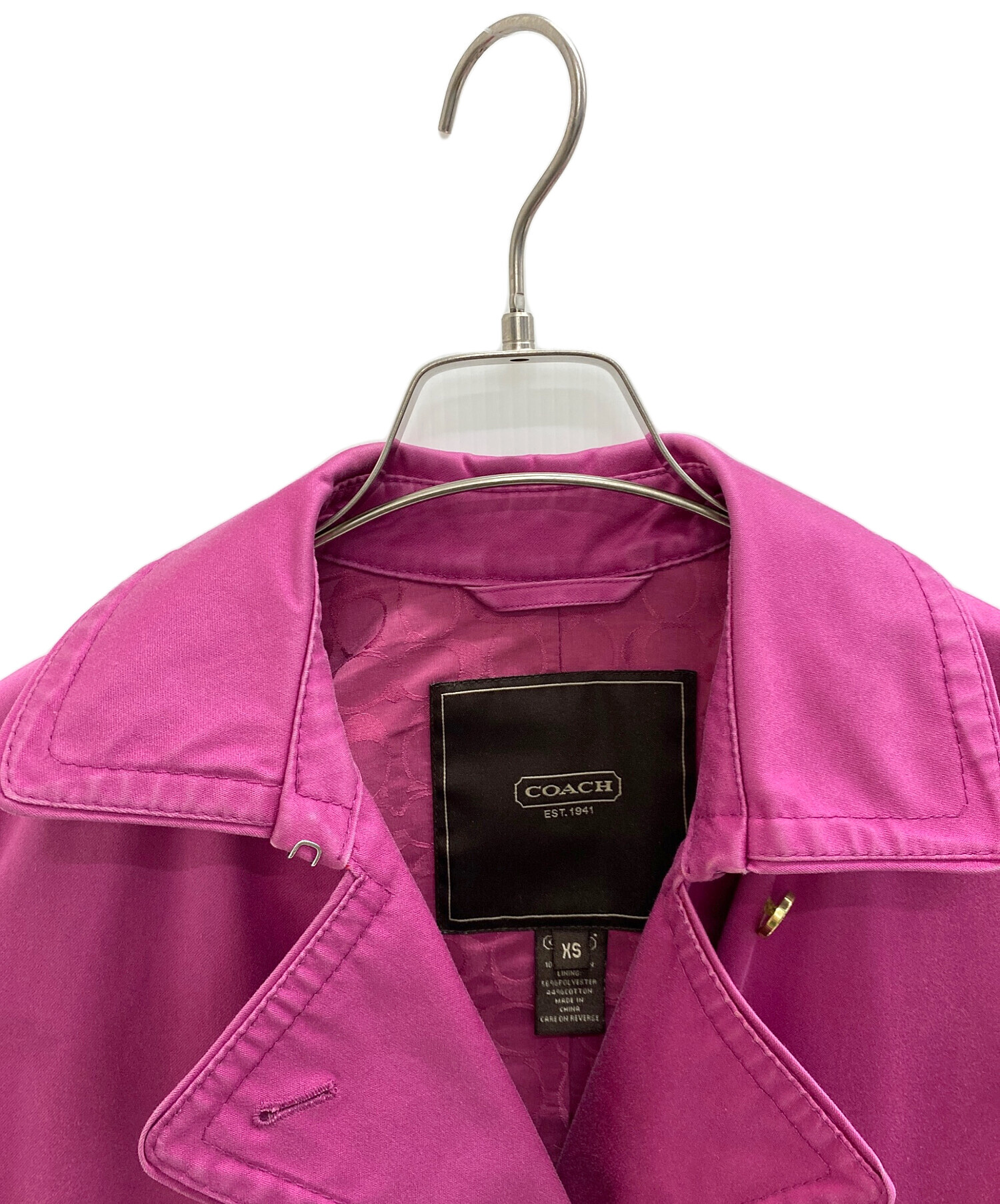 中古・古着通販】COACH (コーチ) トレンチコート ショッキングピンク