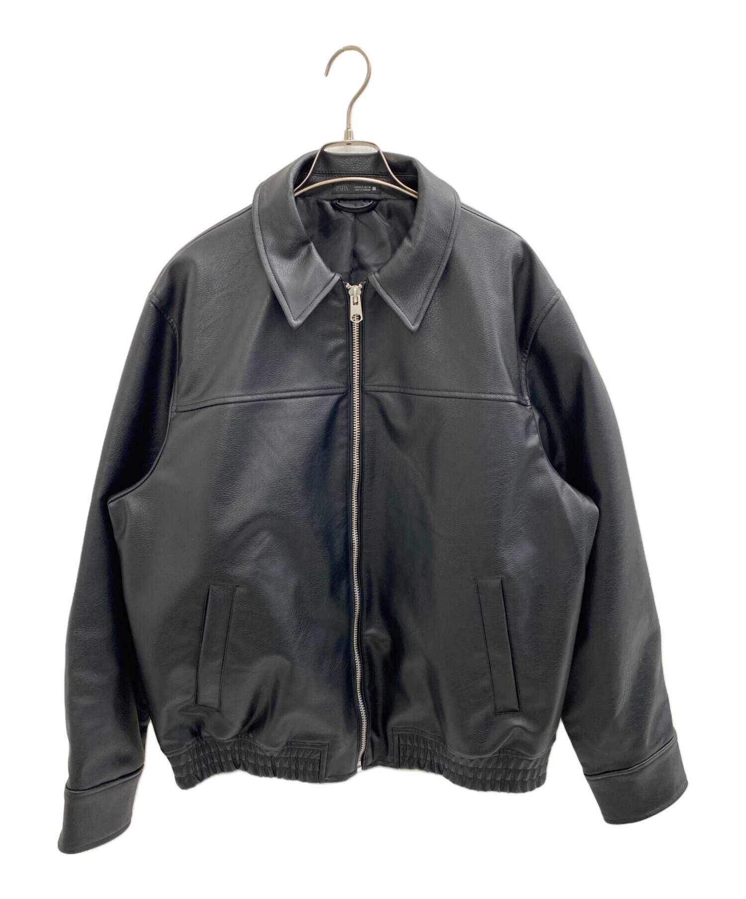 ZARA フェイクレザー　ブルゾン 中古・古着通販】ZARA (ザラ) フェイクレザーブルゾン ブラック サイズ