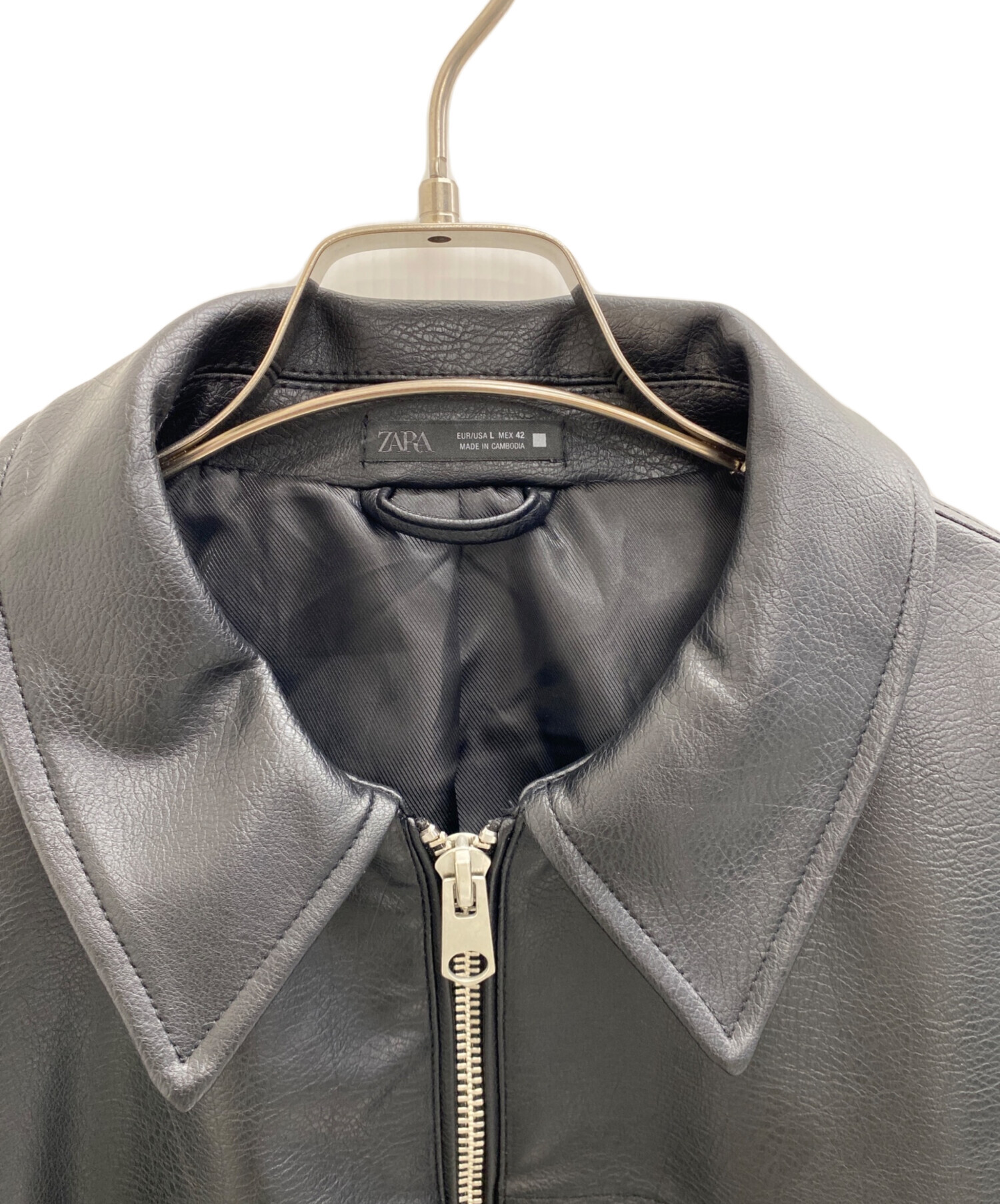 中古・古着通販】ZARA (ザラ) フェイクレザーブルゾン ブラック サイズ