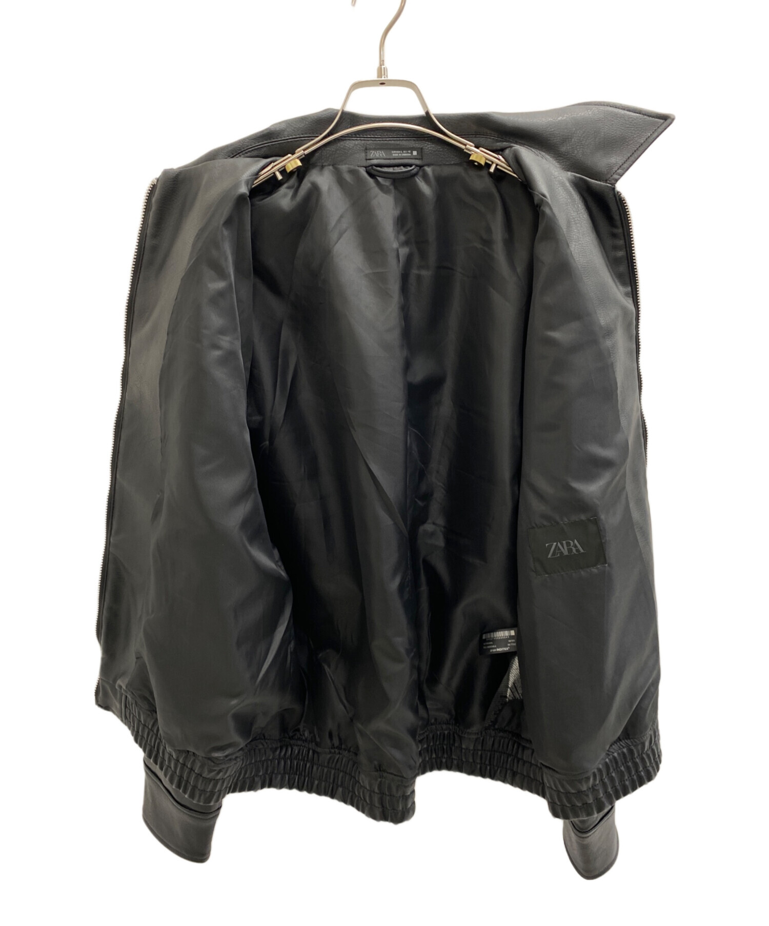 中古・古着通販】ZARA (ザラ) フェイクレザーブルゾン ブラック サイズ