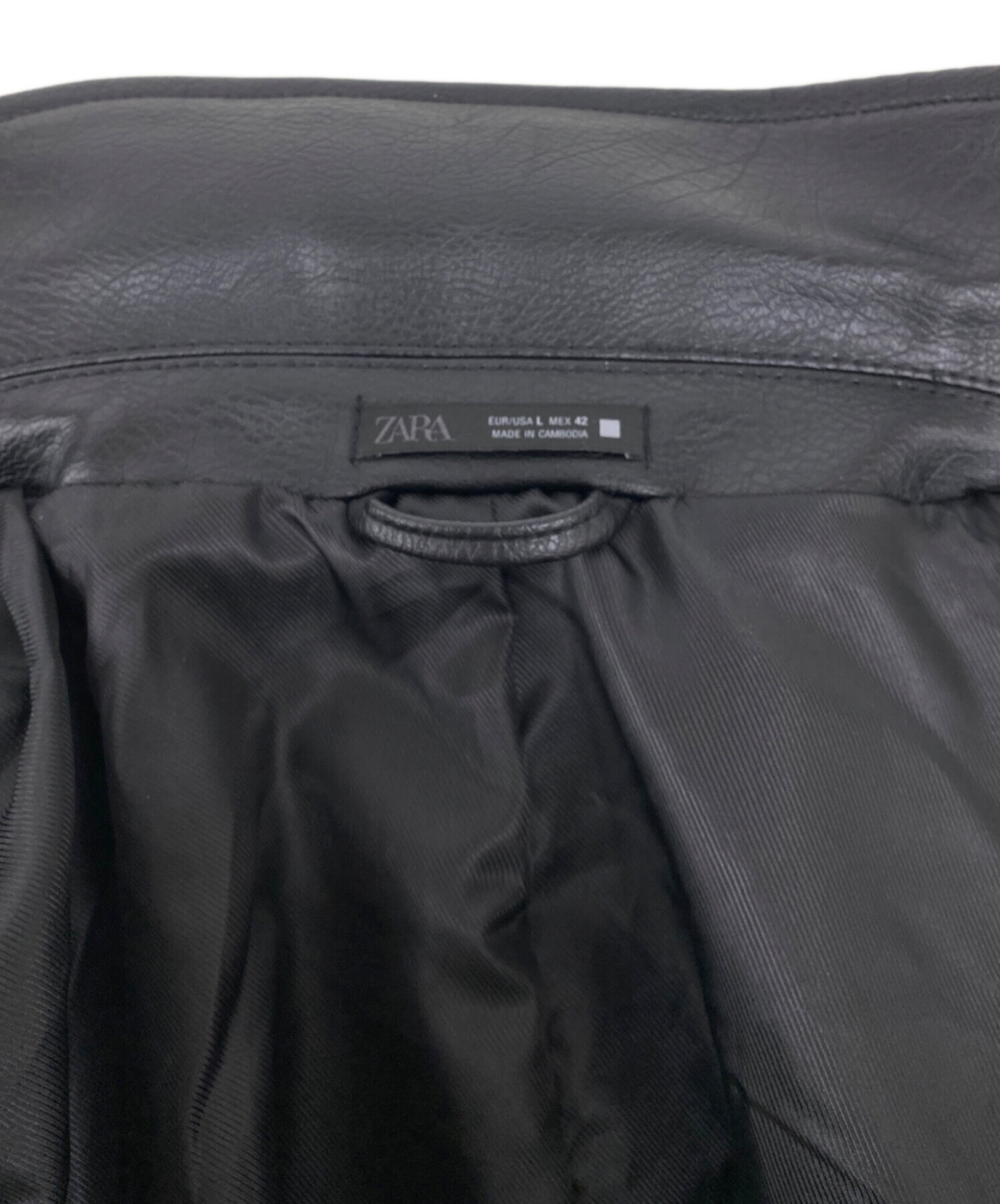 中古・古着通販】ZARA (ザラ) フェイクレザーブルゾン ブラック サイズ