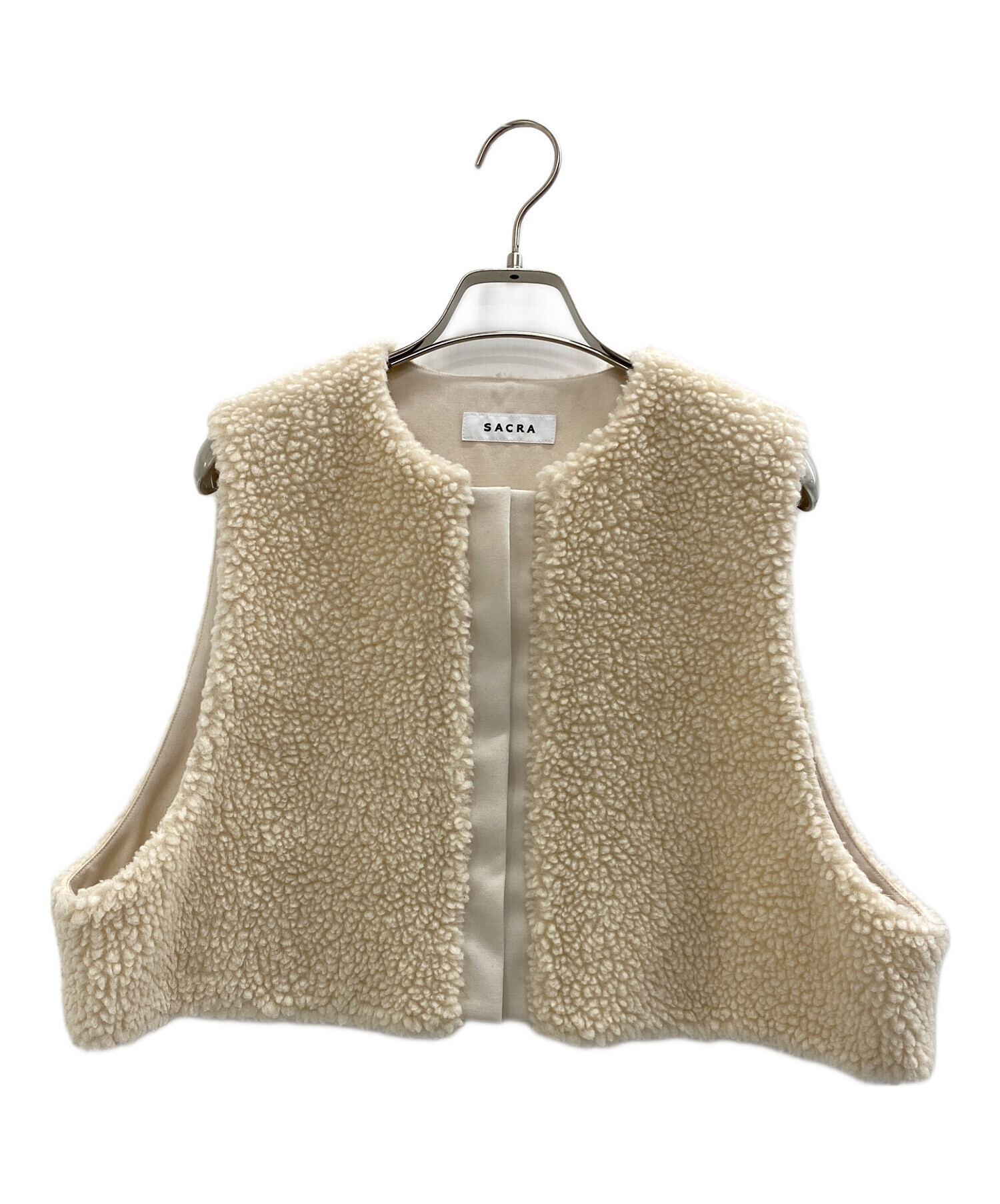 中古・古着通販】SACRA (サクラ) プードルファーショートジレ ベージュ