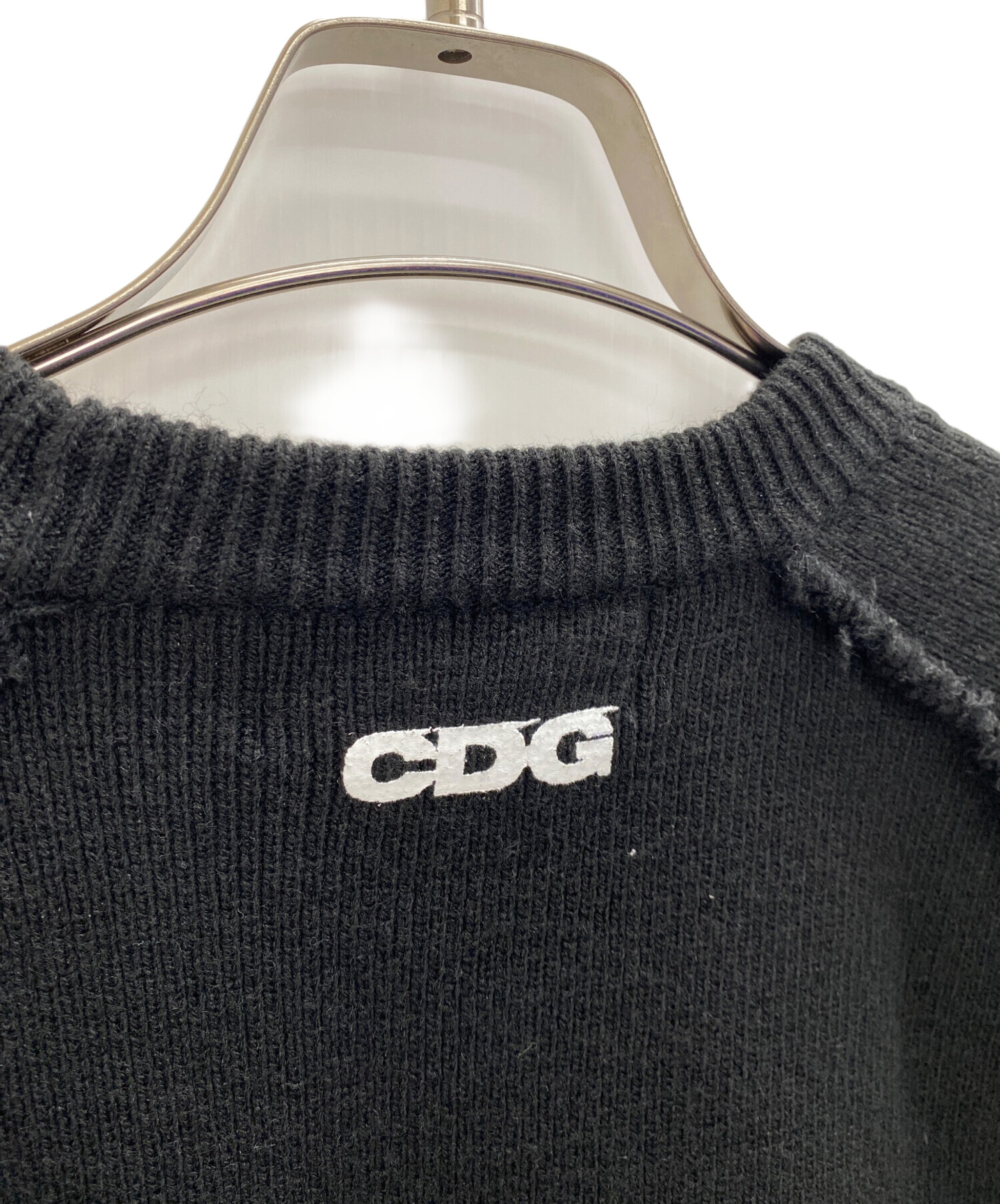 CDG シーディージー SZ-N007 23年 ﾌﾞﾗｯｸ ﾊﾞｯｸﾛｺﾞ ｻｲﾄﾞｽﾘｯﾄ ﾆｯﾄｾｰﾀｰ XXL 