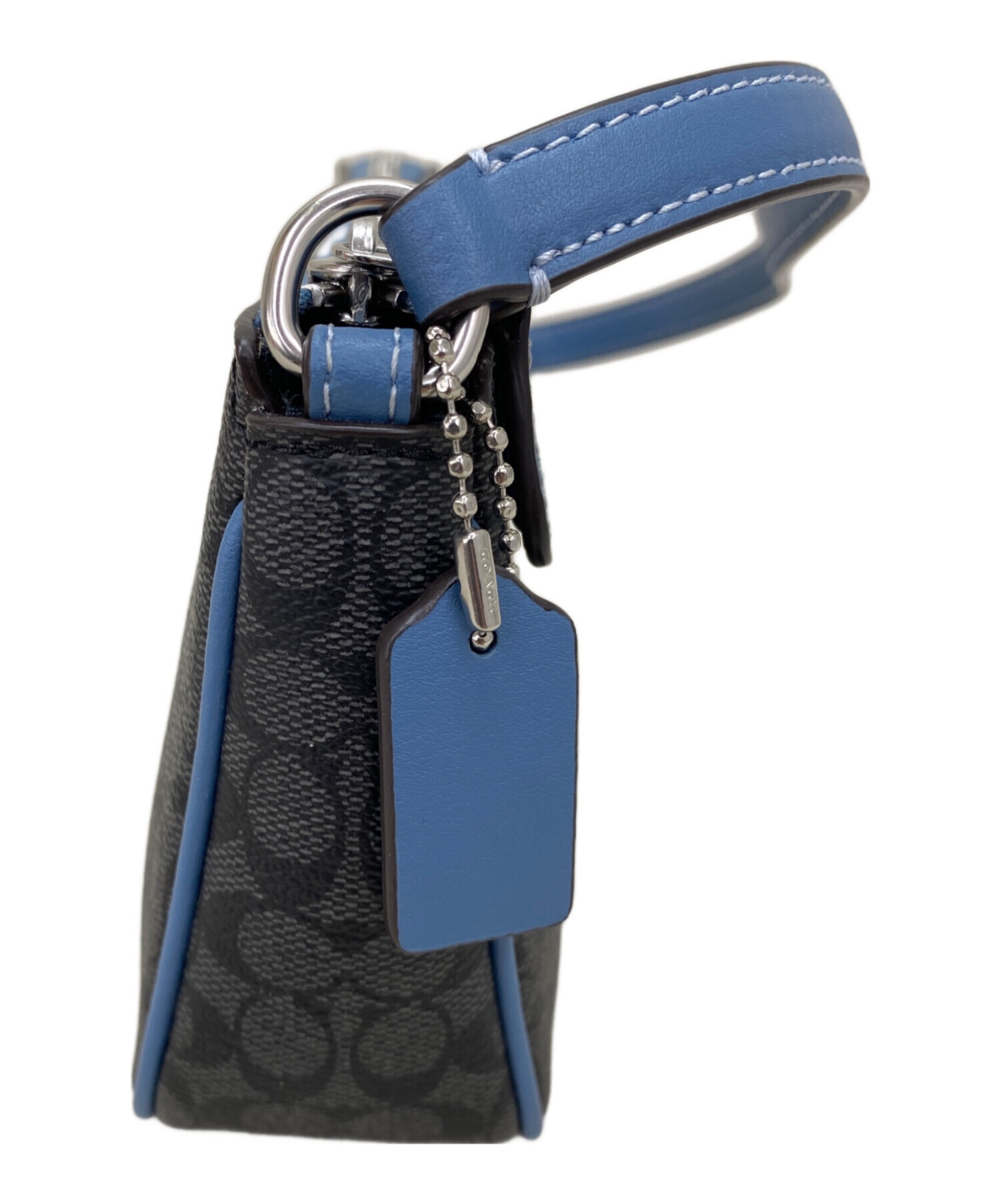 中古・古着通販】COACH (コーチ) ミニハンドバッグ グレー×ブルー 