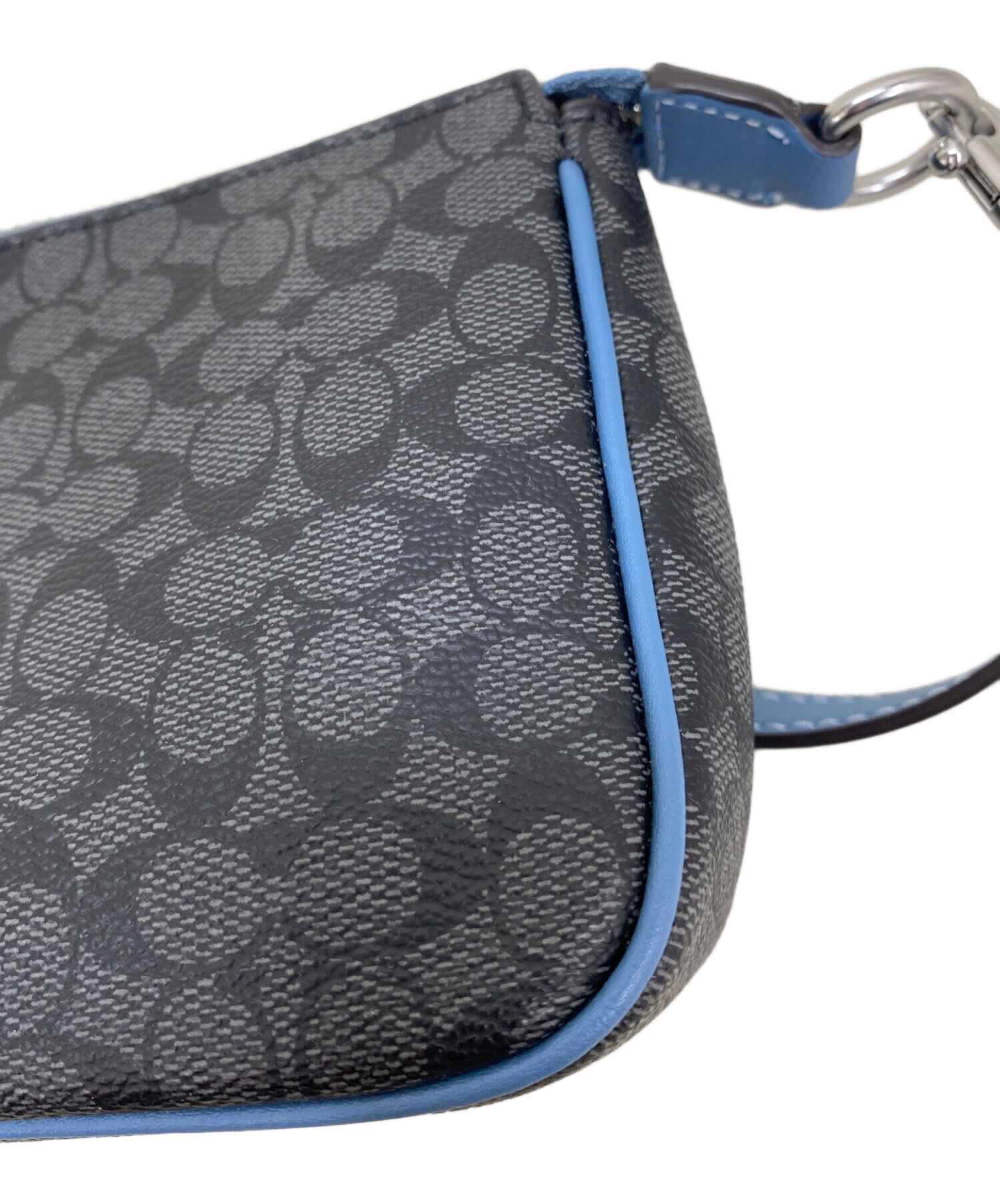 中古・古着通販】COACH (コーチ) ミニハンドバッグ グレー×ブルー 