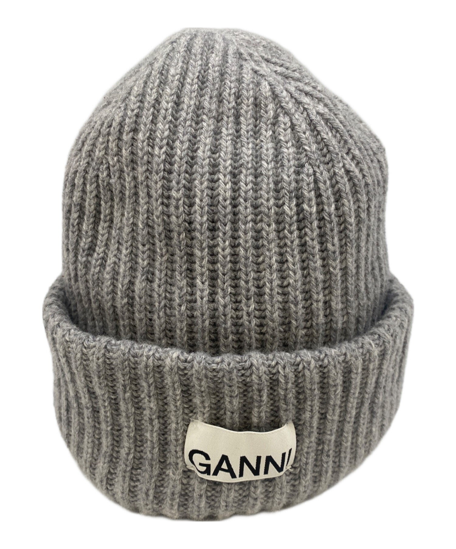 【未使用タグ付】GANNI ニット帽 ダークグレー GANNI】リサイクルウール ニット帽 GANNIラベル付き/ 各色 (Ganni
