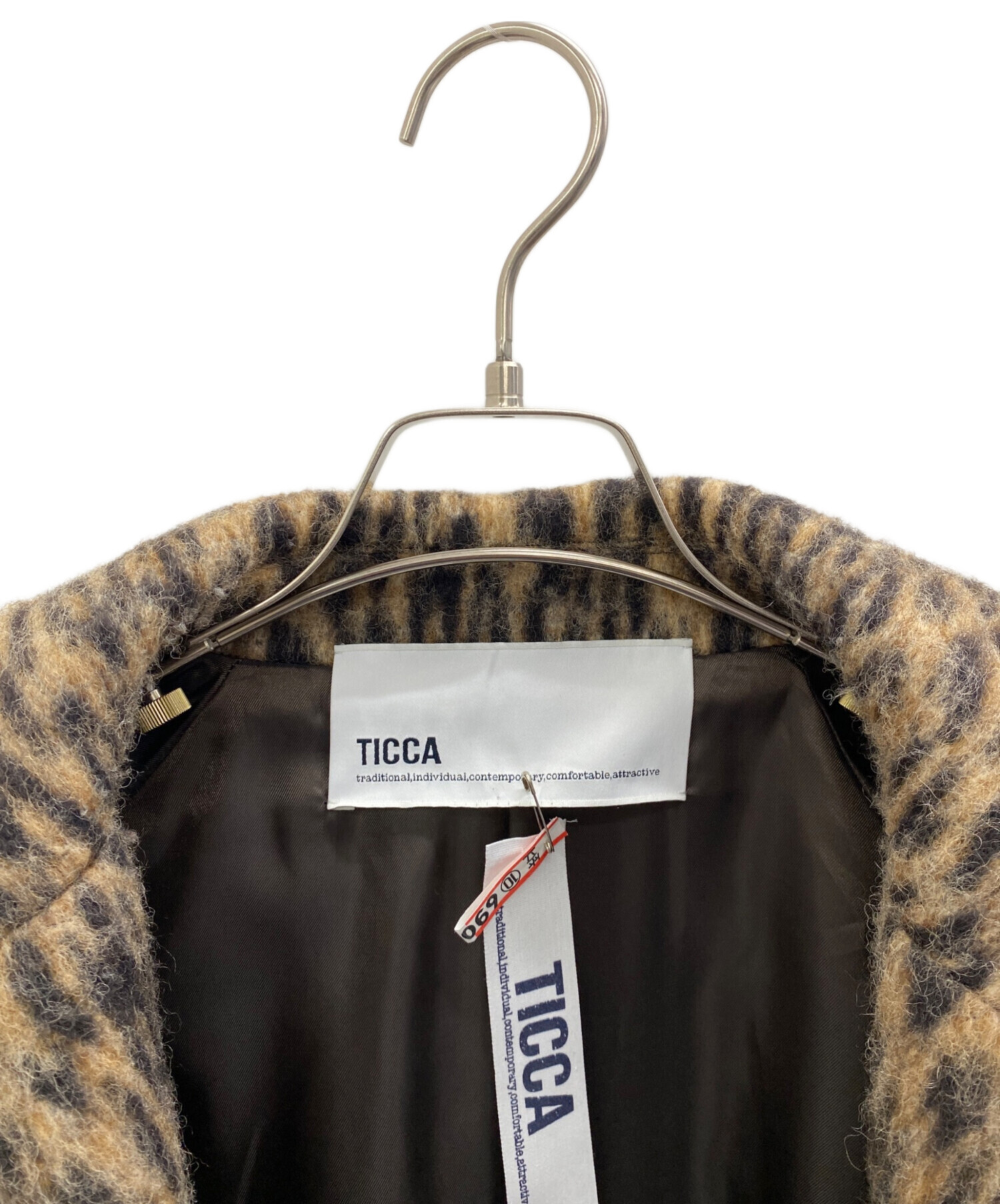 中古・古着通販】ticca (ティッカ) シャギーピーコート ブラック 