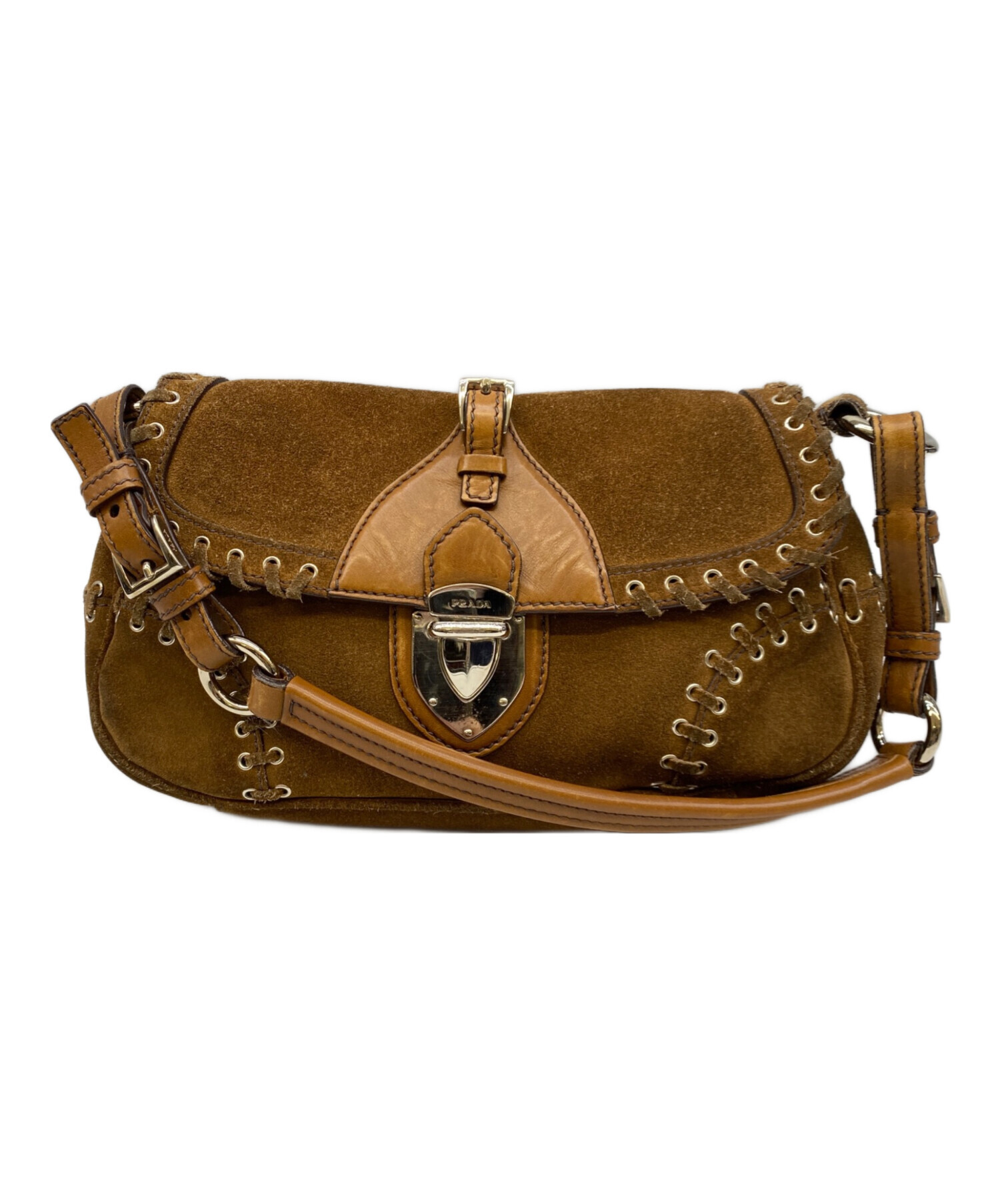 中古・古着通販】PRADA (プラダ) ショルダーバッグ ブラウン｜ブランド 