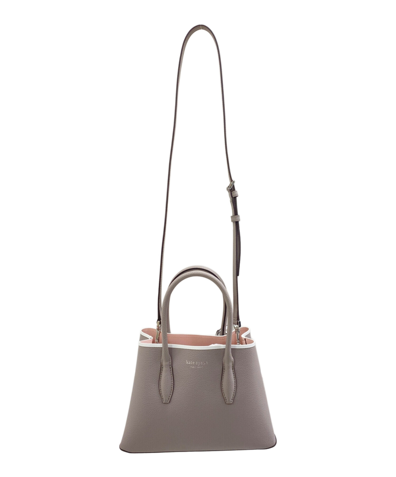 ケイトスペード　エヴァスモール　サッチェル 2way グレー　ピンク　レザー 中古・古着通販】Kate Spade (ケイトスペード) エヴァ スモール