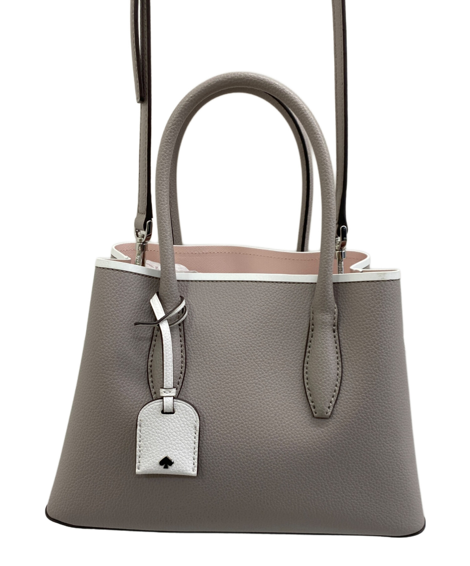 ケイトスペード　エヴァスモール　サッチェル 2way グレー　ピンク　レザー 中古・古着通販】Kate Spade (ケイトスペード) エヴァ スモール