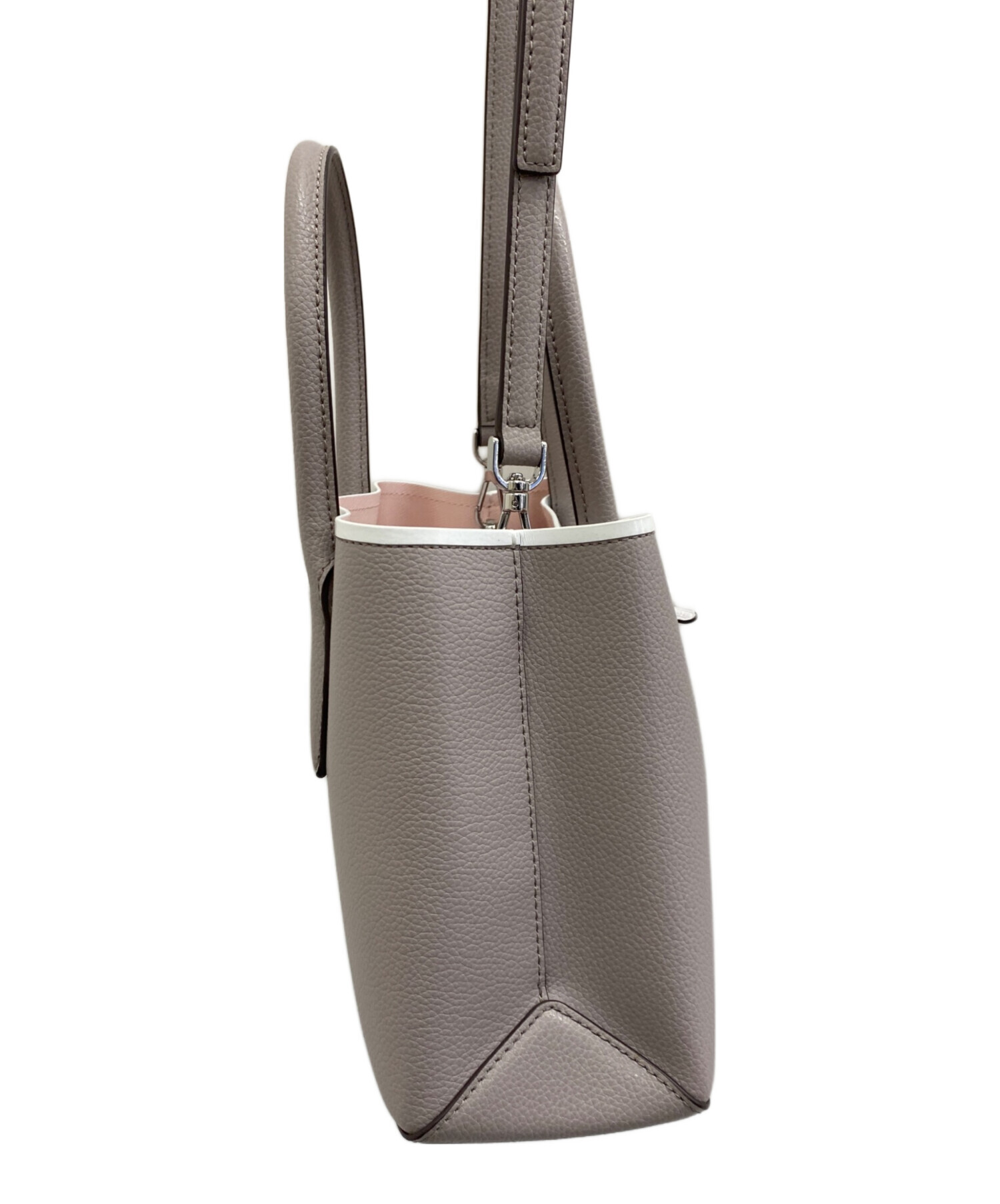 ケイトスペード　エヴァスモール　サッチェル 2way グレー　ピンク　レザー 中古・古着通販】Kate Spade (ケイトスペード) エヴァ スモール