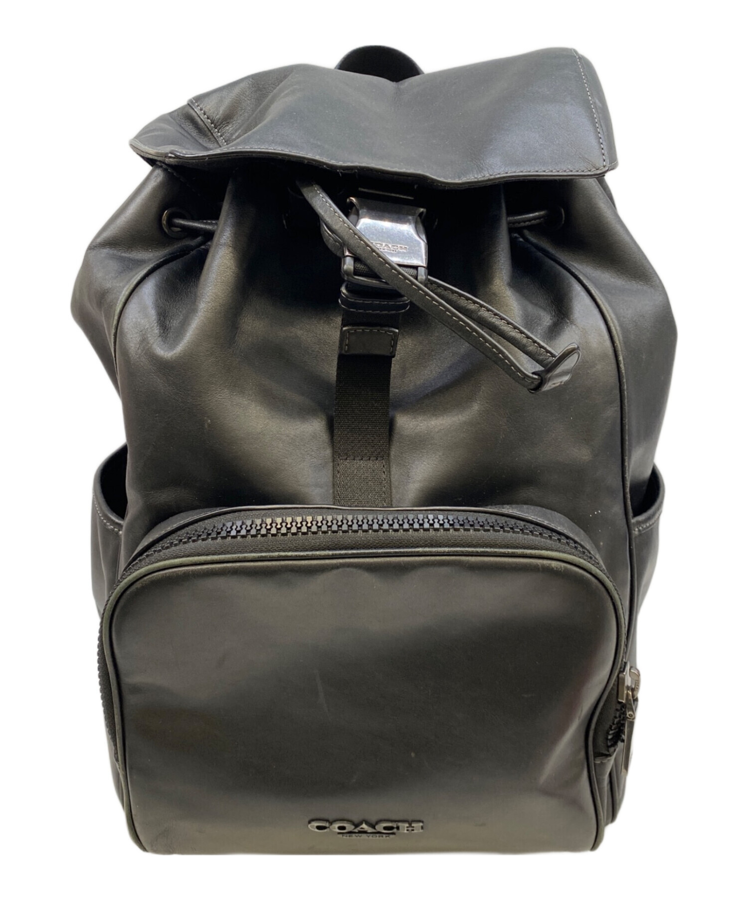 COACH ブラックレザーリュック　かなり美品 中古・古着通販】COACH (コーチ) レーサー ブラック｜ブランド・古着