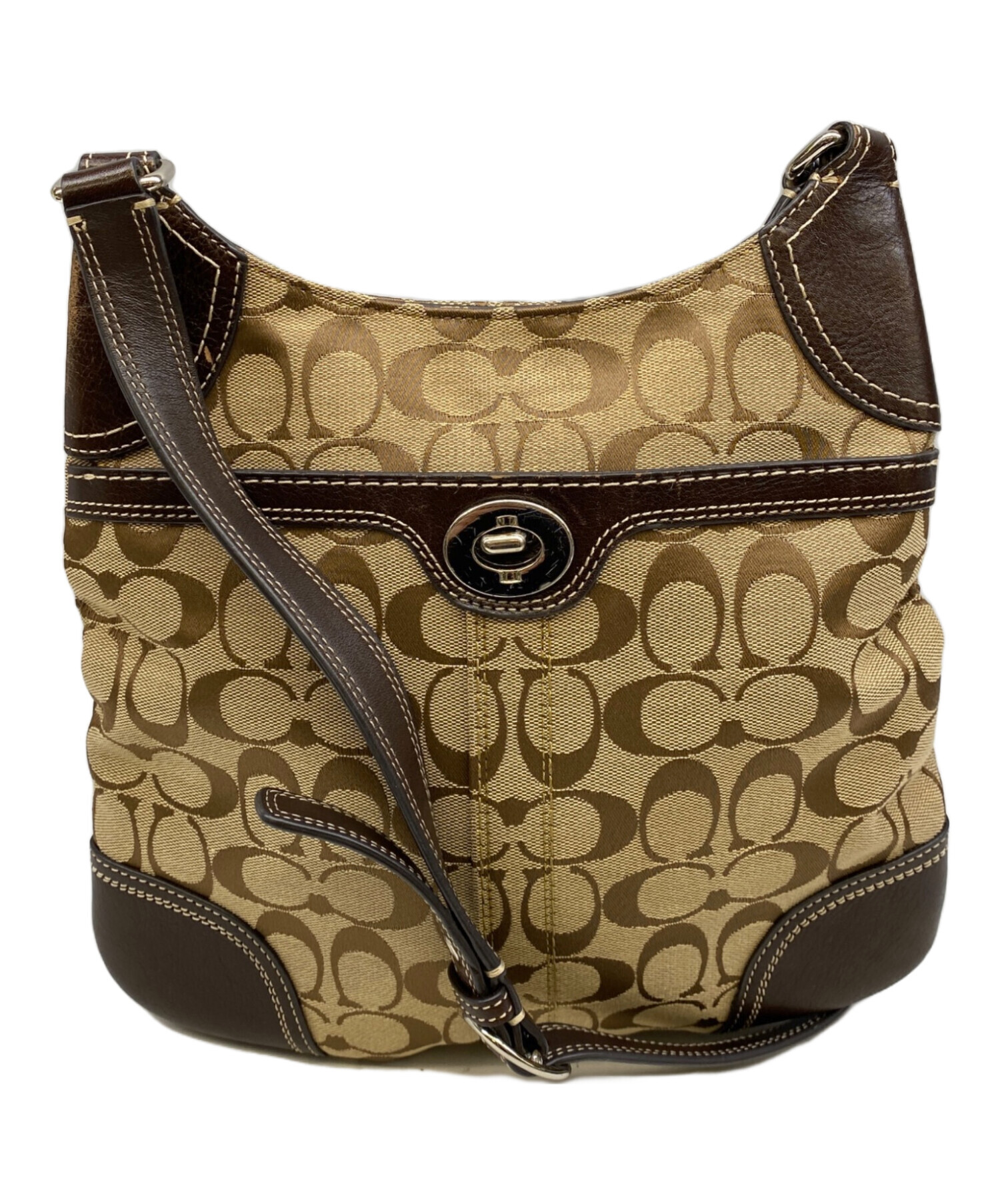 COACH ブラウン ショルダーバッグ 037-5024 中古・古着通販】COACH (コーチ) ショルダーバッグ ベージュ×ブラウン