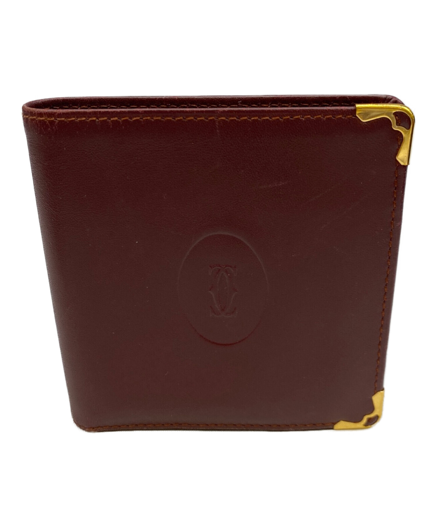 中古・古着通販】Cartier (カルティエ) 2つ折り財布 レッド｜ブランド