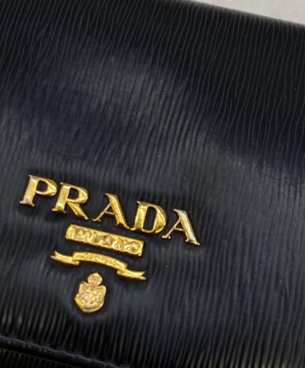 中古・古着通販】PRADA (プラダ) 3つ折り財布 ブラック×レッド
